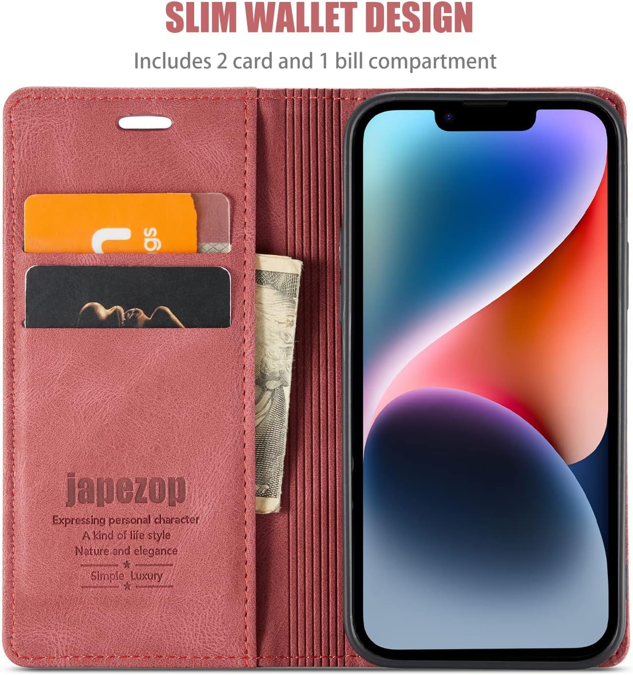 japezop iPhone 12 Mini Wallet Case with [RFID Blocking],Blue