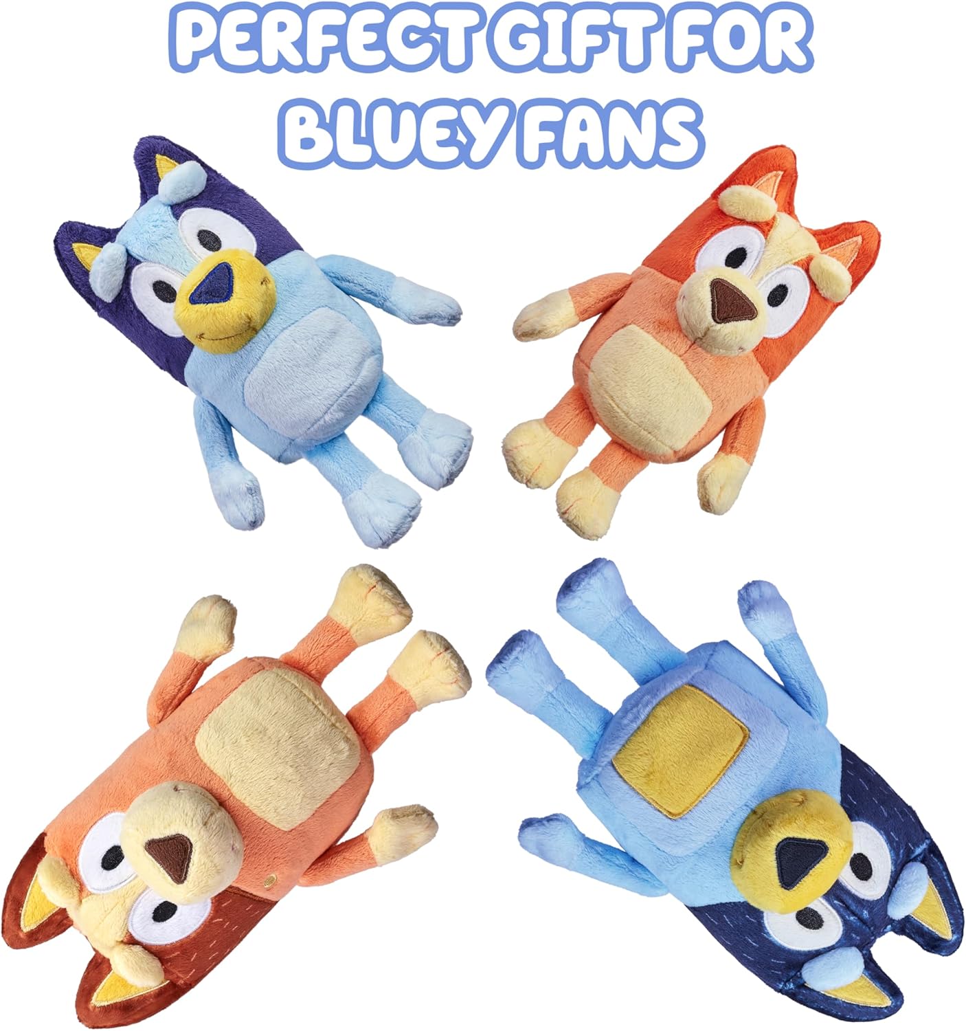 Bingo & Bluey Plush Toys 2-Pack, Soft Deluxe Fabric, Embroidered