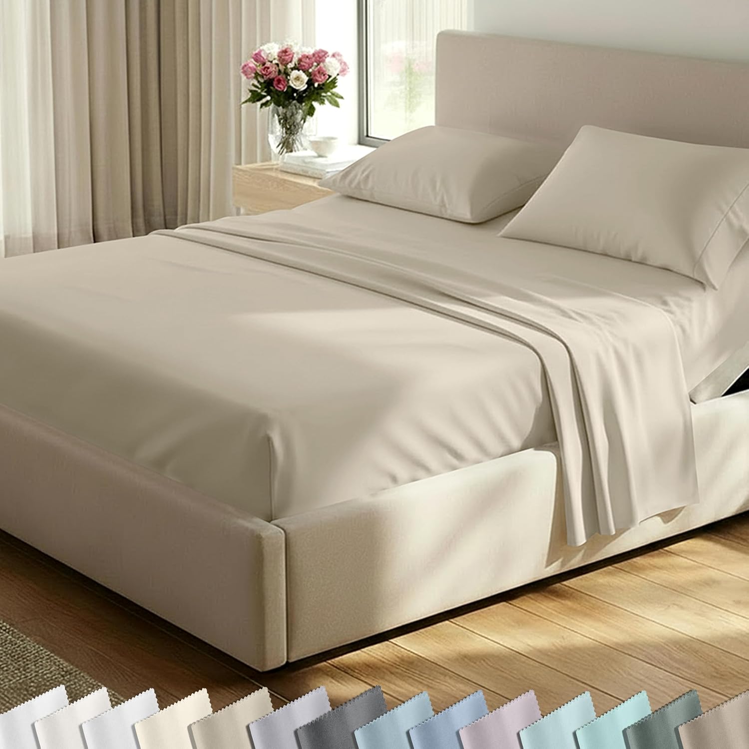 California Design Den Luxury 600 Thread Count Full Size Sheet Sets, Seafoam | 100% Cotton Sateen Backed by Good Housekeeping Seal, Soft & Smooth, 16" Deep Pocket, All-Around Elastic, Durable, Easy Care