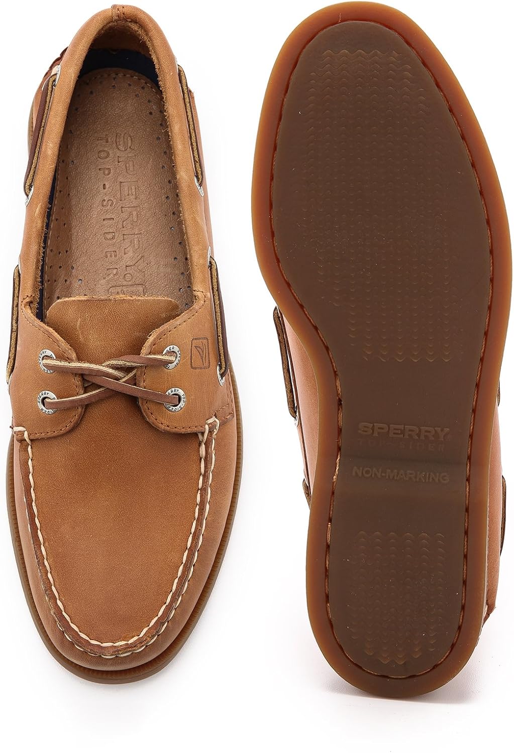 Sperry Men's Authentic Original 2-Eye Leather Boat Shoe, Sahara, 10.5