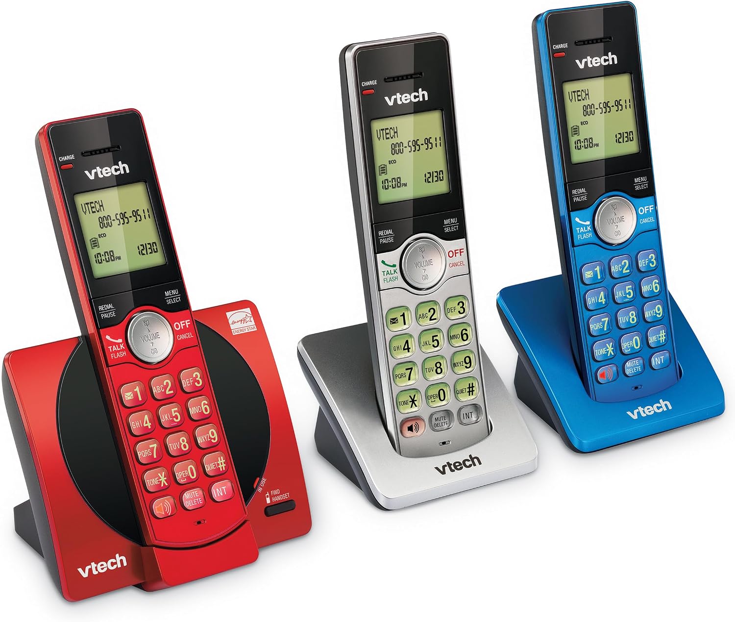 VTech CS6919-16 DECT 6.0 Cordless Phone, Red - Caller ID/Call Waiting (Stores 30 Calls), Backlit Keypad & Display, Full Duplex Handset Speakerphone, Wall Mountable