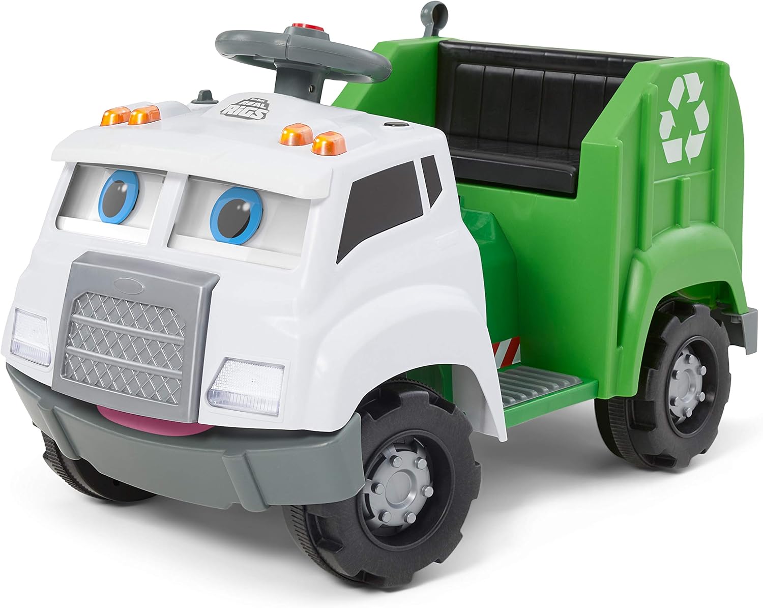 Kid Trax Real Rigs Toddler Recycling Truck Interactive Ride On Toy, Kids Ages 1.5-4 Years, 6 Volt Battery and Charger, Sound Effects
