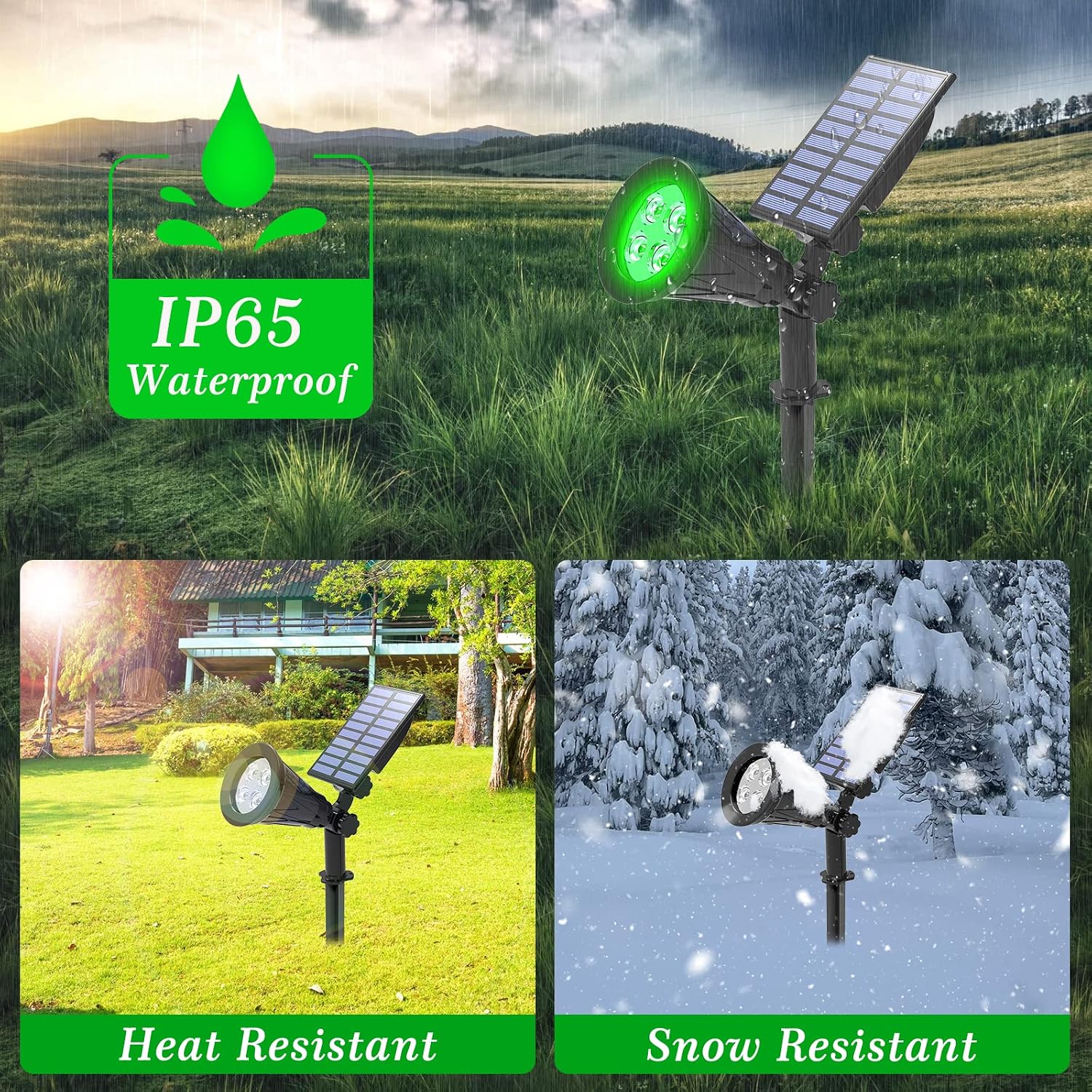 T-SUN Color Changing Solar Spot Lights Outdoor Waterproof, 7 LEDs, 2 Pack | 7 Color Changing Modes, IP65 Waterproof Dusk to Dawn Solar Uplights for Tree, Patio, Yard, Garden, Driveway, Pool Area