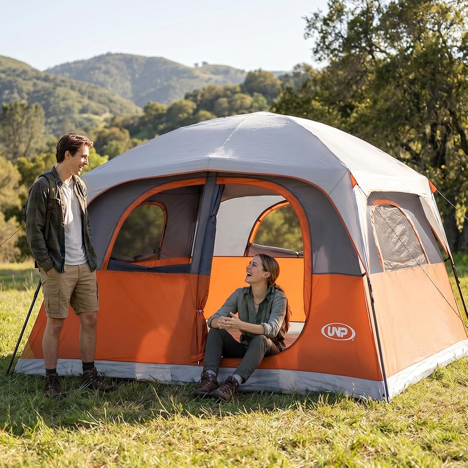 UNP 6 Person Tents for Camping Waterproof Family Cabin Tent with Rainfly