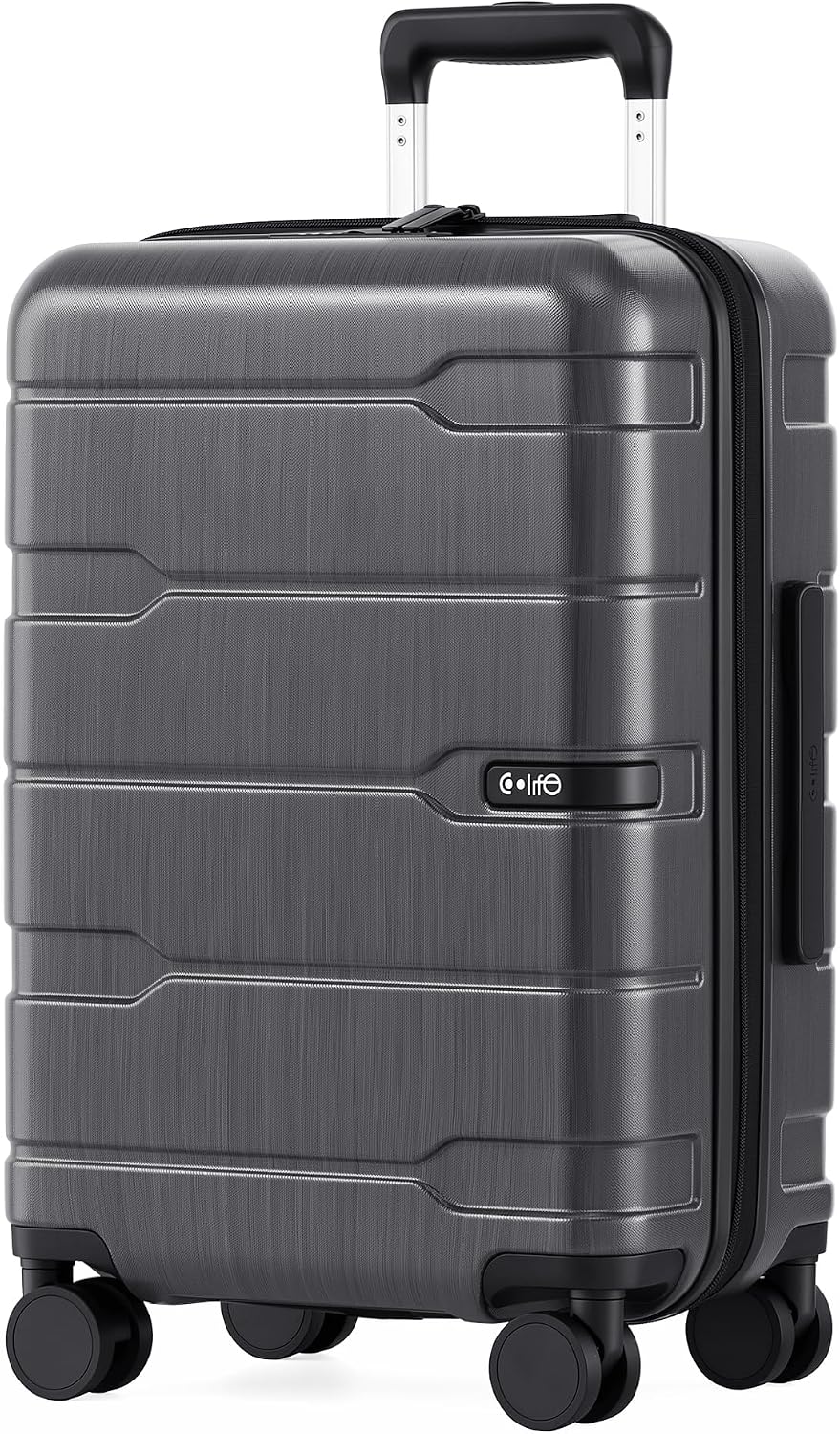 Coolife Medium Checked Luggage Hardside Suitcase with Spinner Wheels, 24in | Lightweight ABS+PC, Rolling Travel Suitcase with TSA Lock, Spinner Wheels, Durable Zipper, Charcoal