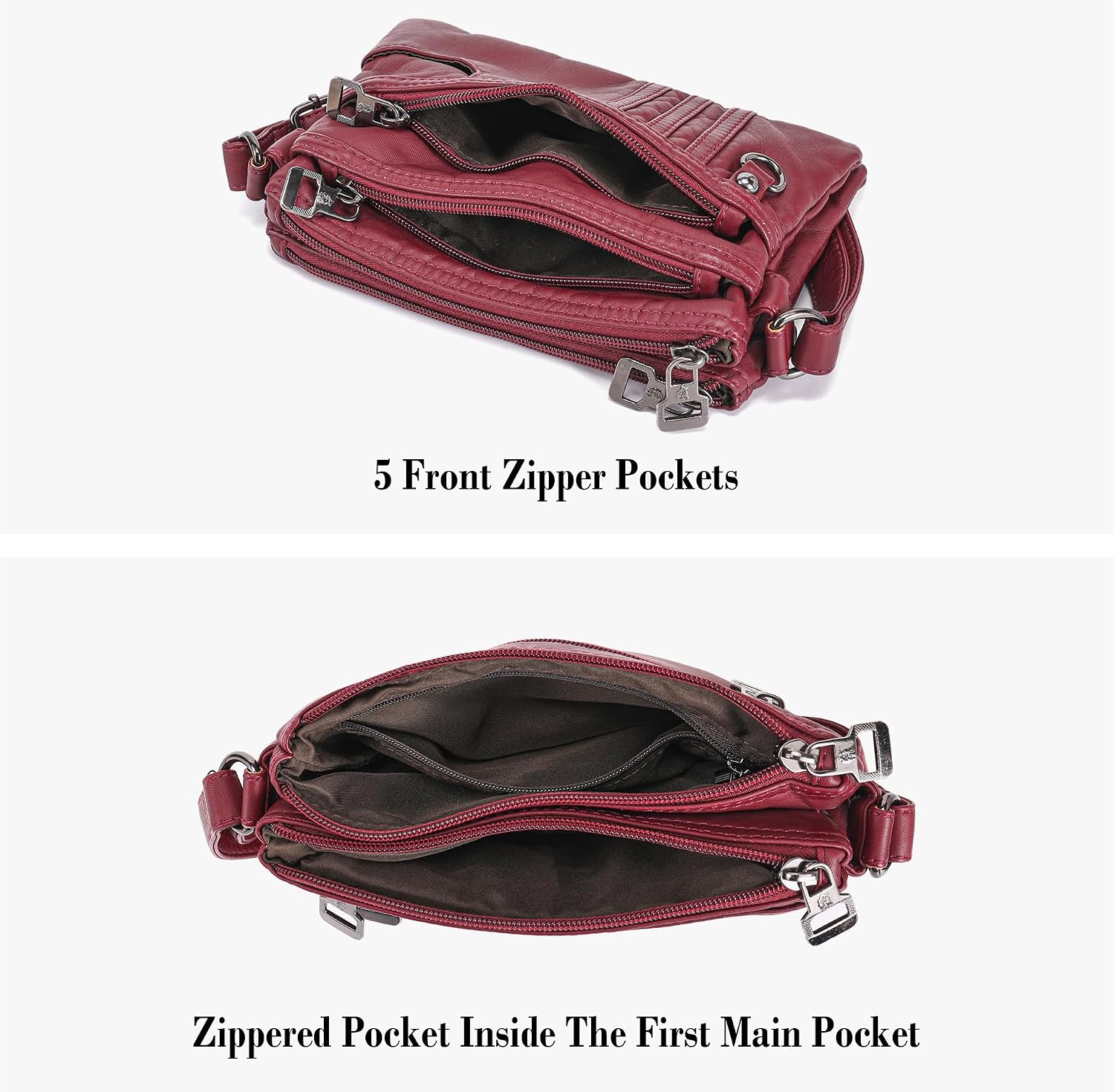 MINICAT Multi Pocket Small Crossbody Purses for Women Everyday Shoulder Bag | Lightweight Organizer, Cross body Bag with Multiple Zipper Pockets, Vegan Leather, Phone Purse for Travel Casual Daily