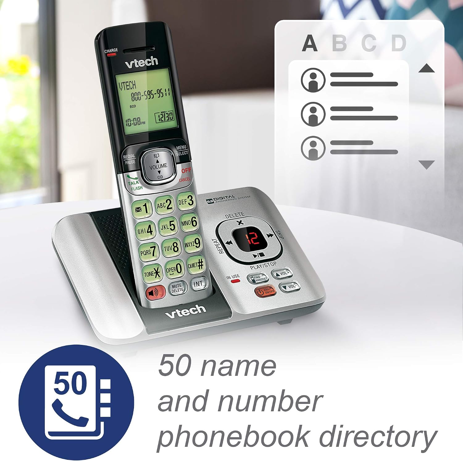 VTech CS6719-2 2-Handset Cordless Phone with Caller ID/Call Waiting, Handset Intercom & Backlit Display/Keypad, Silver