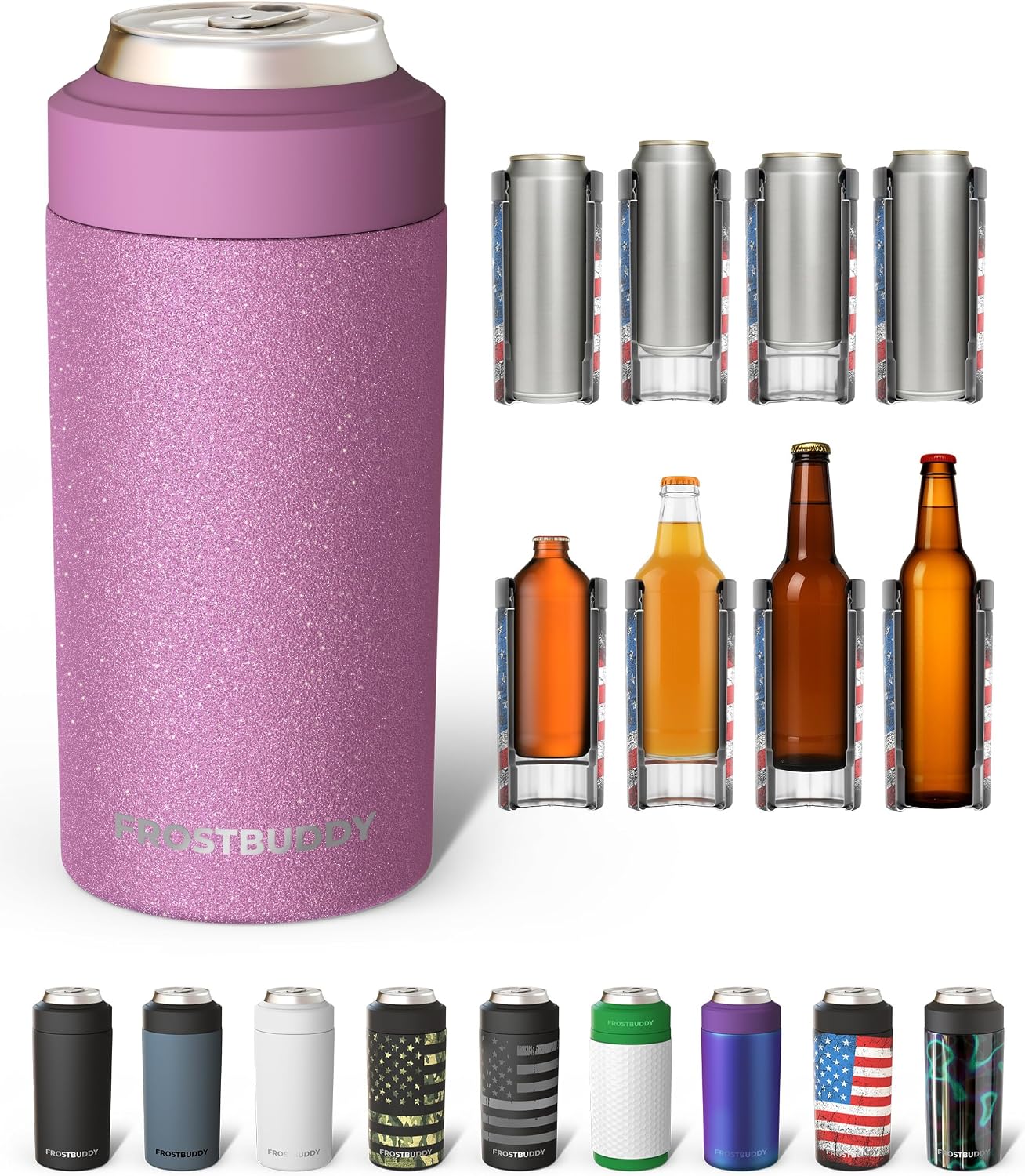 Frost Buddy Universal Can Cooler - Fits Slim Cans, 12 & 16oz (MatteBlack)