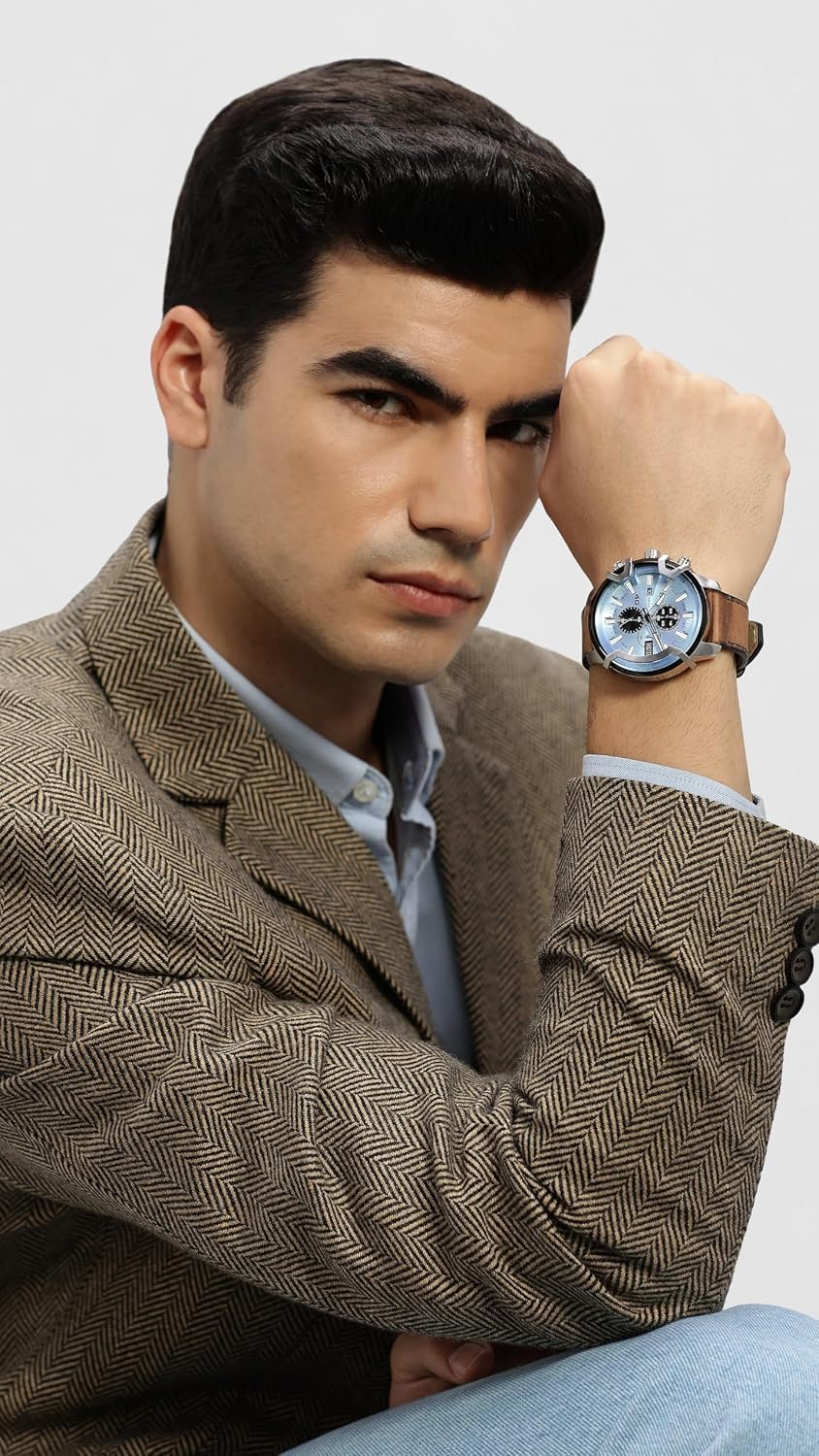 Diesel Men's Griffed Watch, Stainless Steel Chronograph Watch for Men
