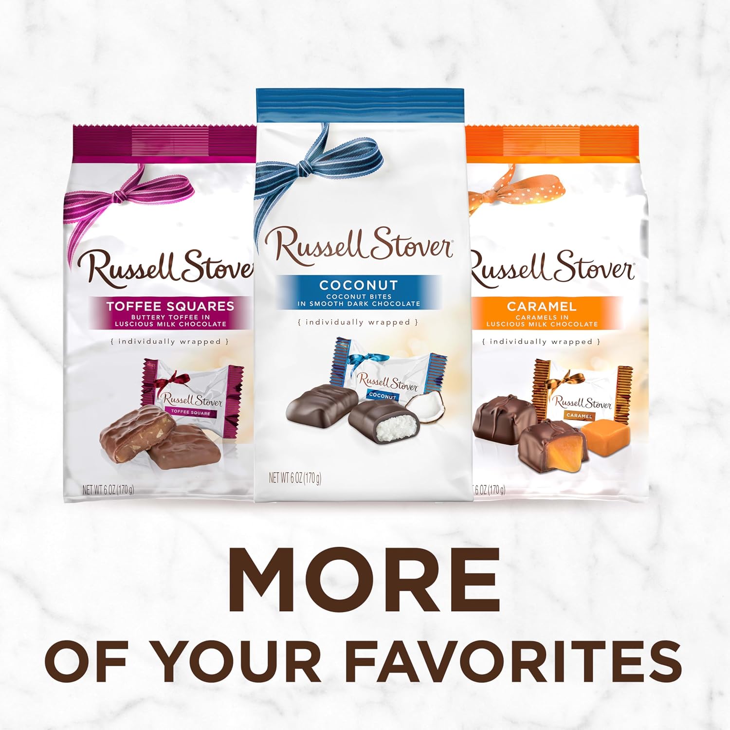Russell Stover Dark Chocolate Coconut Mini Gusset Bag 6 Ounce Russell Stover Chocolate Coconut Chocolate Candy Bag; Sweet Coconut Covered in Rich Chocolate Candy, Individually Wrapped
