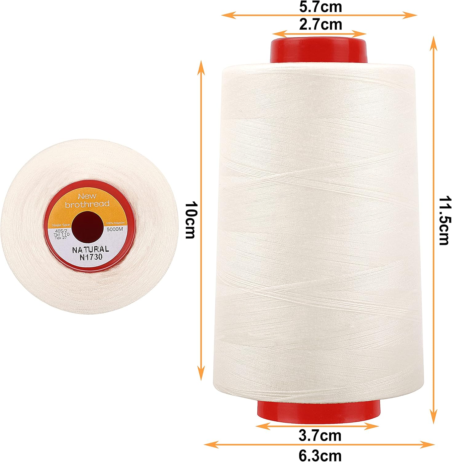 New brothread 4 Large Cones All Purpose Polyester Thread -Cream