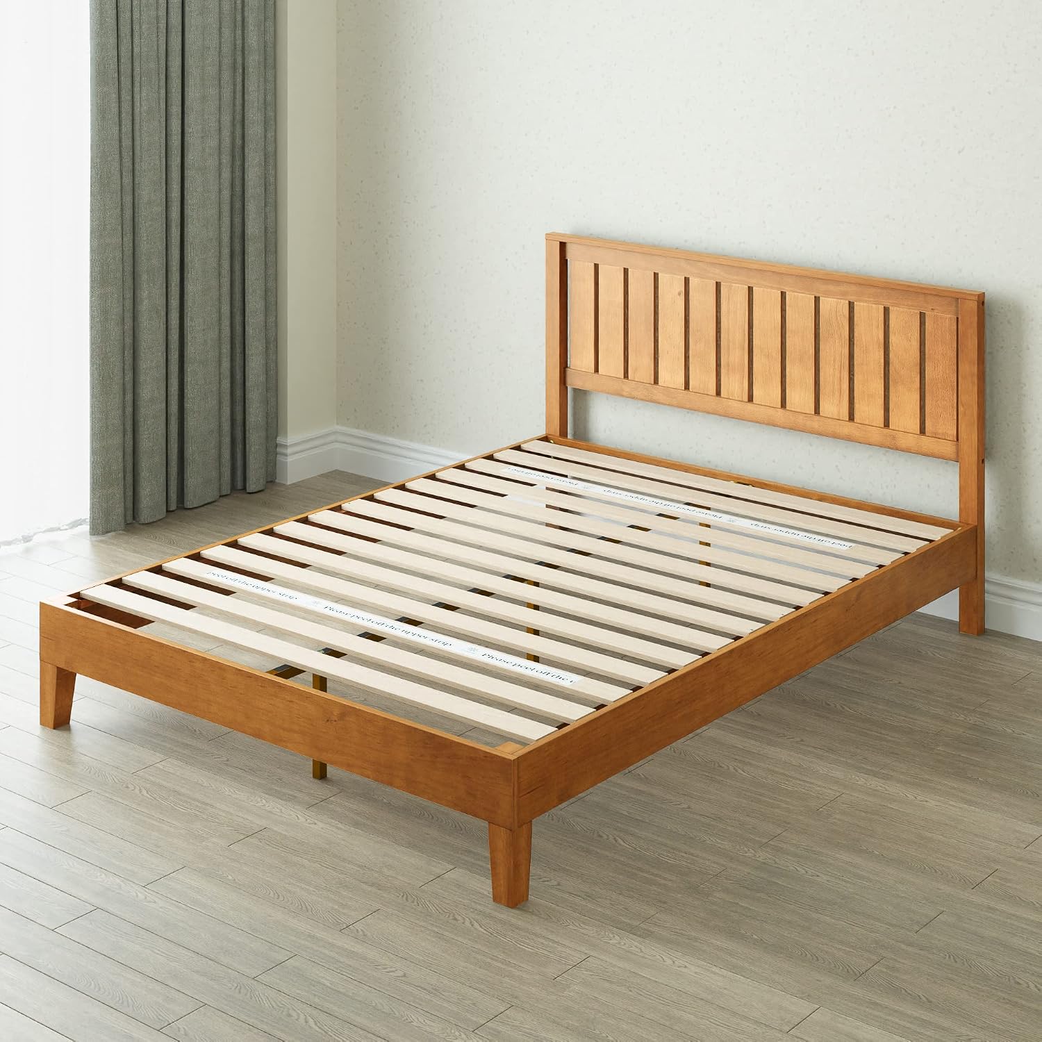 ZINUS Vivek Deluxe Wood Platform Bed Frame with Headboard, Wood Slat Support, No Box Spring Needed, Easy Assembly, Queen | Slatted Headboard, Wood Slat Support, No Box Spring Needed, Contemporary Design, Easy Assembly