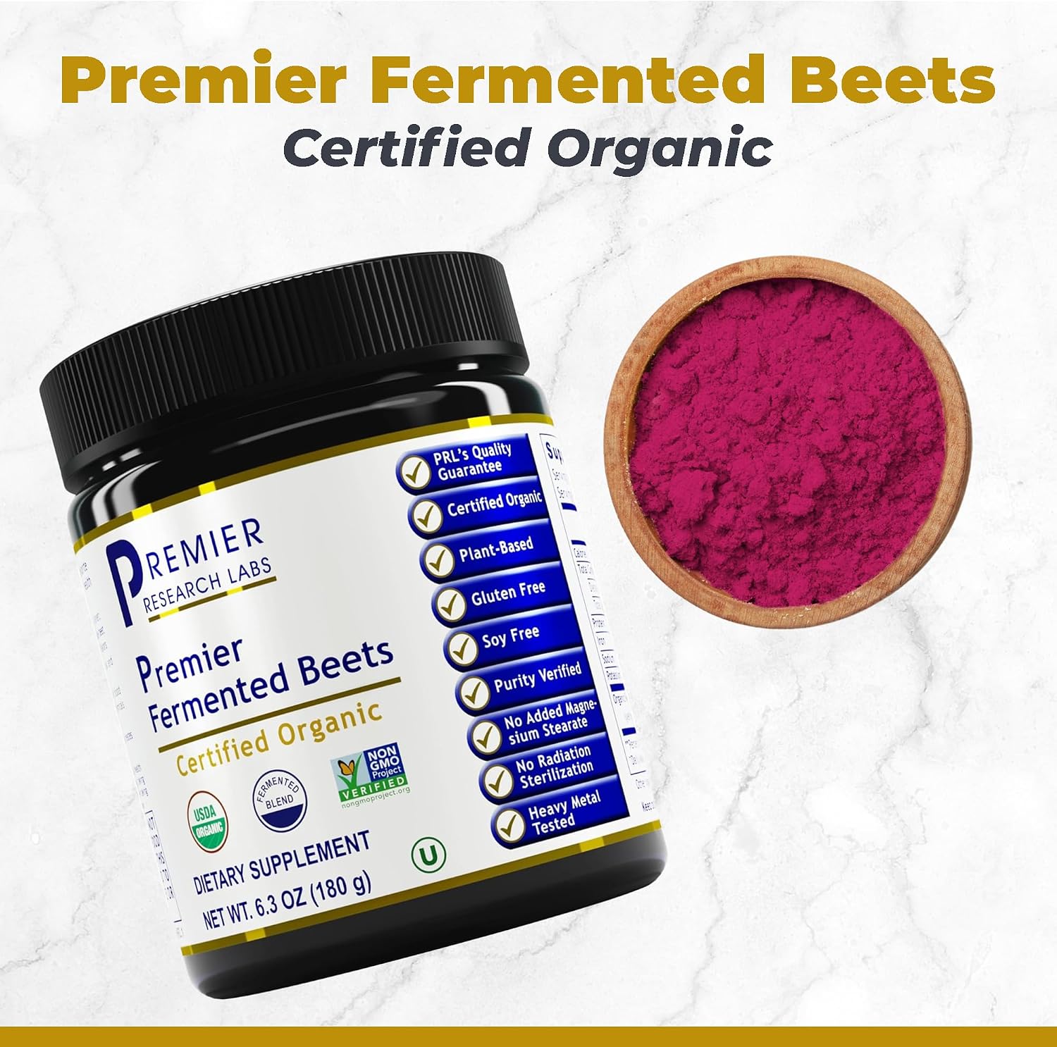 Premier Research Labs Premier Fermented Beets - Beet Root Powder Fermented, Organic Fermented Beets for Men & Women, Beetroot, Nitrates