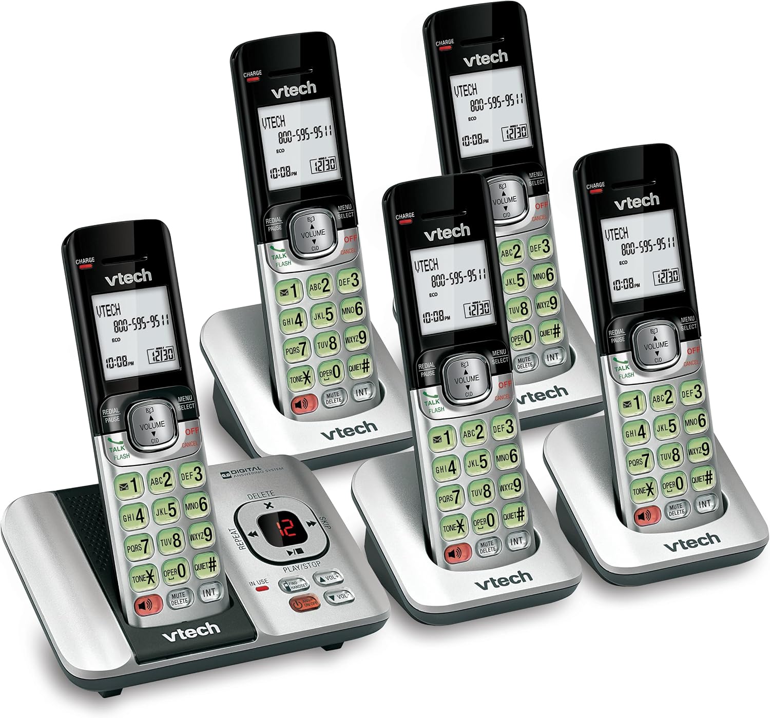 VTech CS6719-2 2-Handset Cordless Phone with Caller ID/Call Waiting, Handset Intercom & Backlit Display/Keypad, Silver