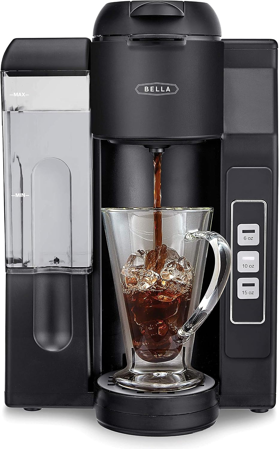 BELLA Single Serve Coffee Maker, Dual Brew, K-cup Compatible - Ground Coffee Brewer with Removable Water Tank & Adjustable Drip Tray