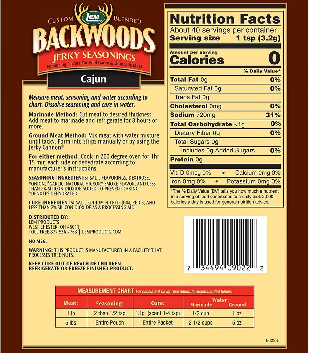 LEM Backwoods Cajun Jerky Seasoning for 5 lbs
