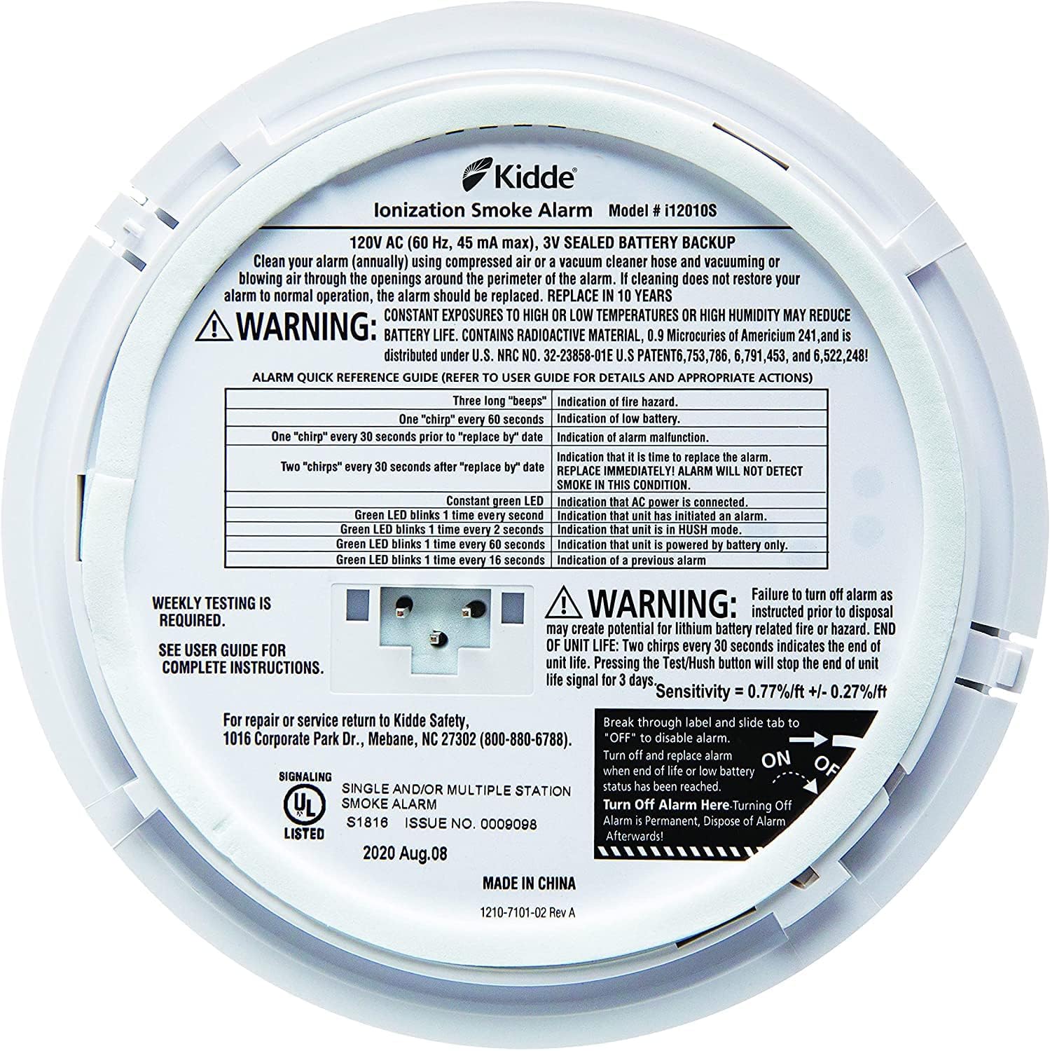 Kidde Hardwired Smoke Detector, 10-Year Battery Backup, Interconnect, Test-Silence Button
