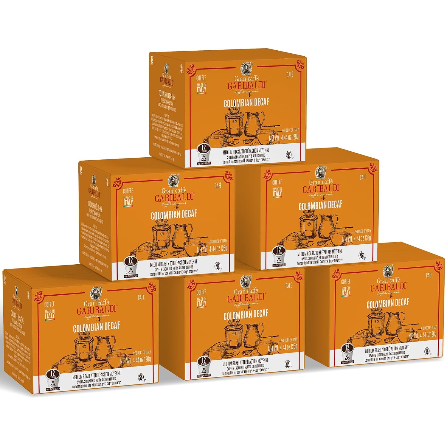 Caffè Garibaldi Colombian Coffee Pods for Keurig K-Cup Brewers, 12 Count