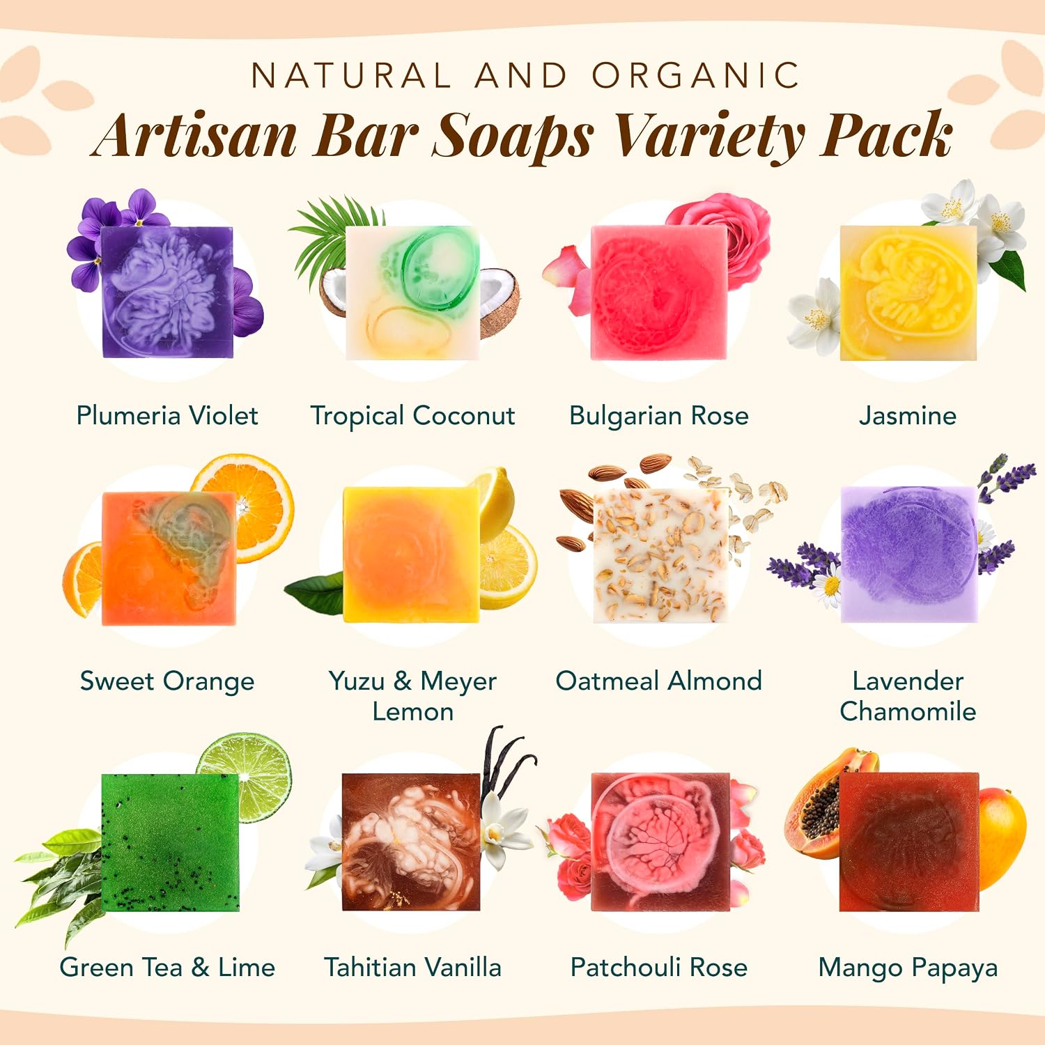 Saavy Naturals Hydrating & Purifying Mini Soap – Plant-Based, Nourishing & Moisturizing Bar Soap Gift Set for Men & Women – Mini Square Shaped Artisan Bar Soaps, 10 pack