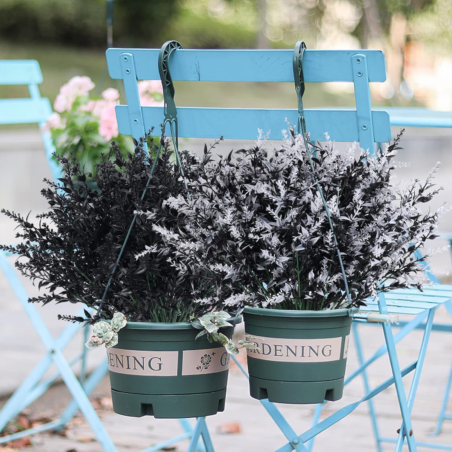 RECUTMS Artificial Greenery Lavender Fake Shrubs Flowers 8 Pcs UV Resistant