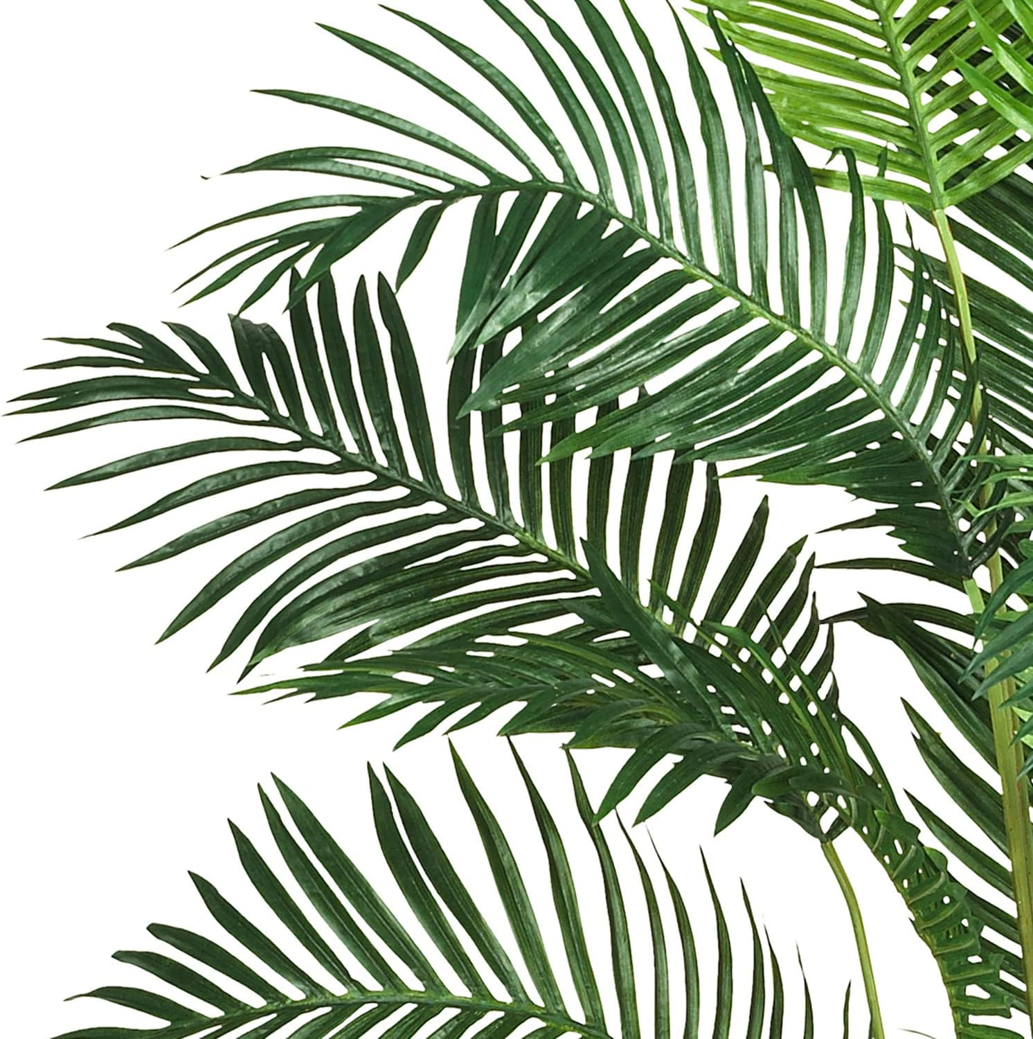 Nearly Natural 7 ft Artificial Paradise Palm Tree with Nursery Pot | 21 Feathery Fronds, Realistic Fake Leaves, Includes Black Nursery Planter
