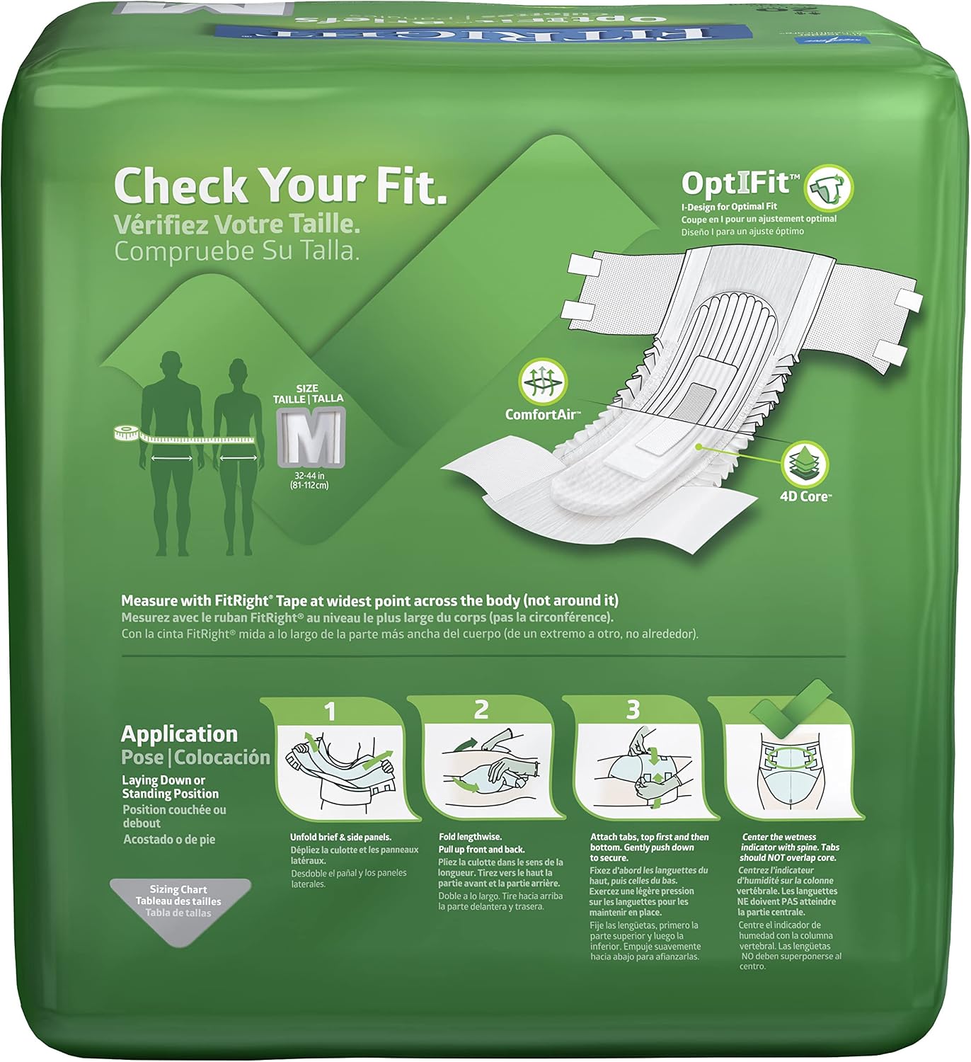 FitRight Adult Diapers, Extra Heavy Absorbency, XL (Waist Size 56in-64in), 80 Count, OptiFit Incontinence Briefs for Men and Women, Disposable, Moisture Wicking, Leak Protection,