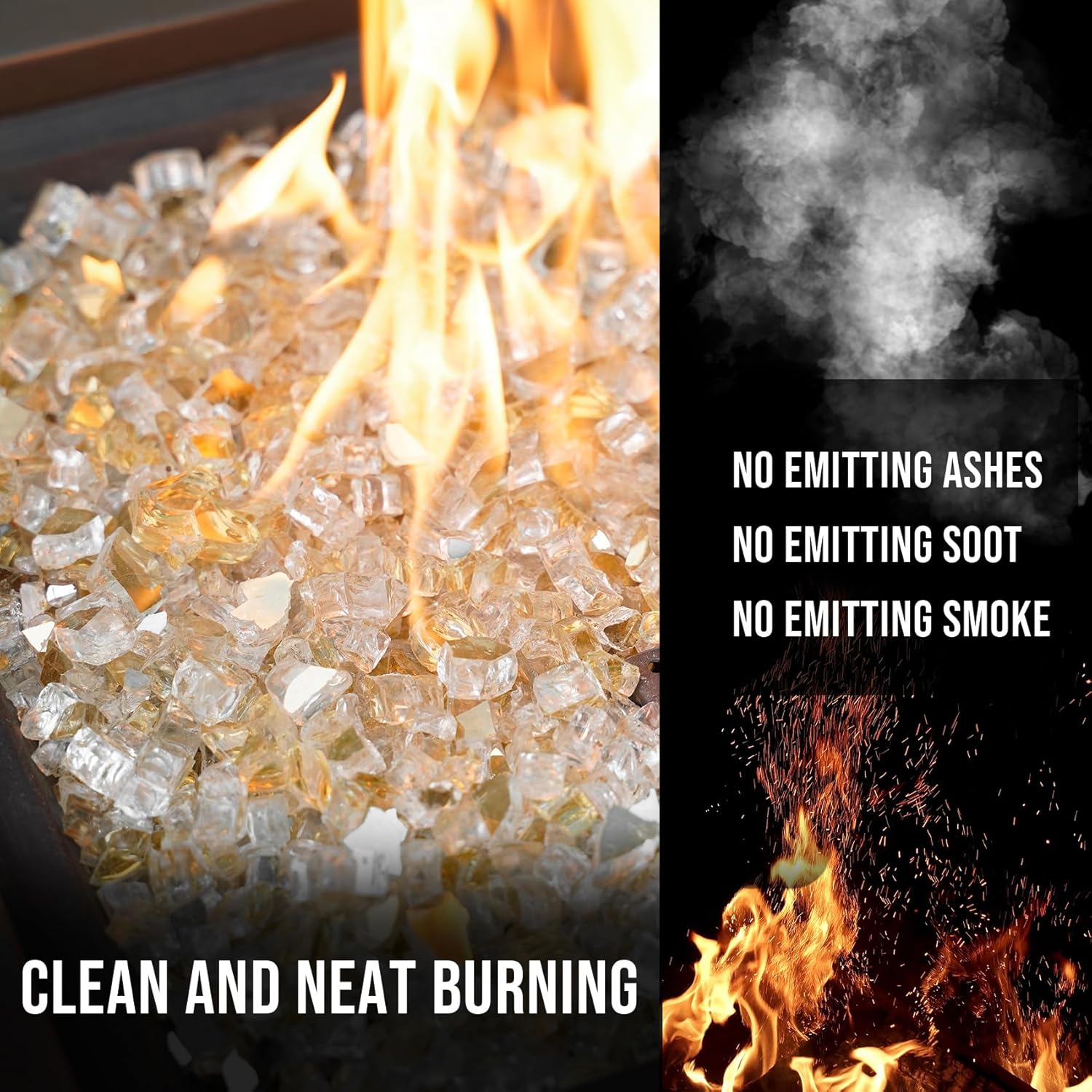 Skyflame Aqua Blue Fire Pit Glass for Propane Gas Fireplace, 10LB