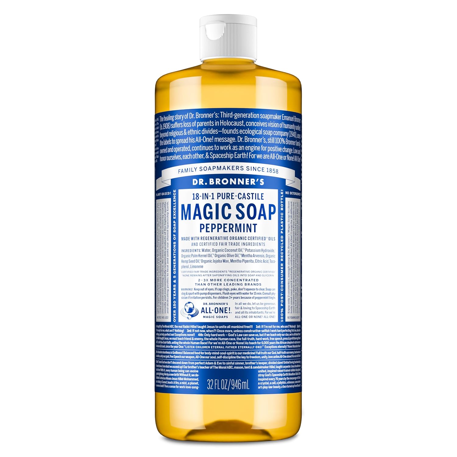 Dr. Bronner's Dr. Bronner Hemp Peppermint Pure Castile Oil Made with Organic Oils Certified - 25 Oz, 1count