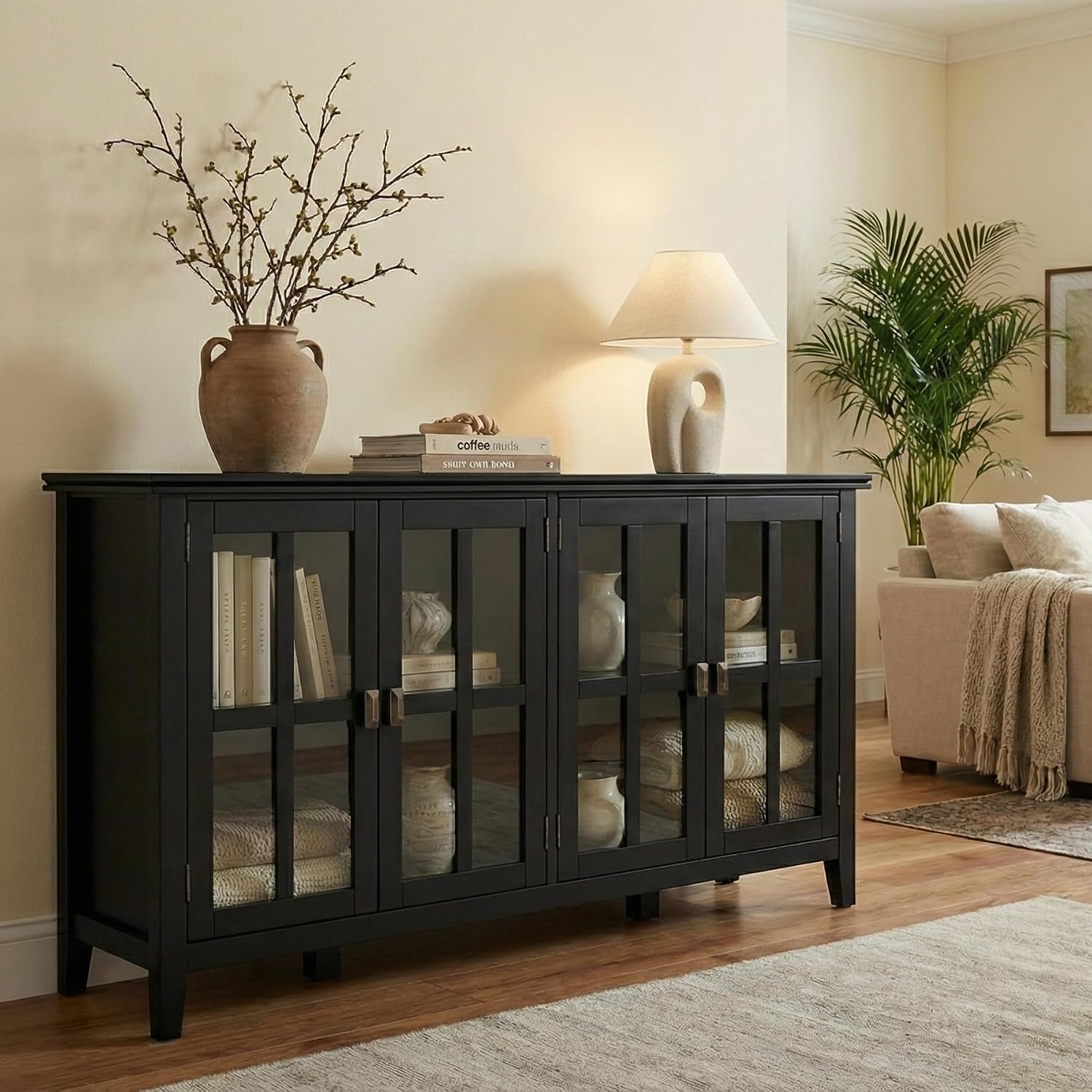 SIMPLIHOME Artisan 30" Wide Solid Wood Cabinet in Russet Brown
