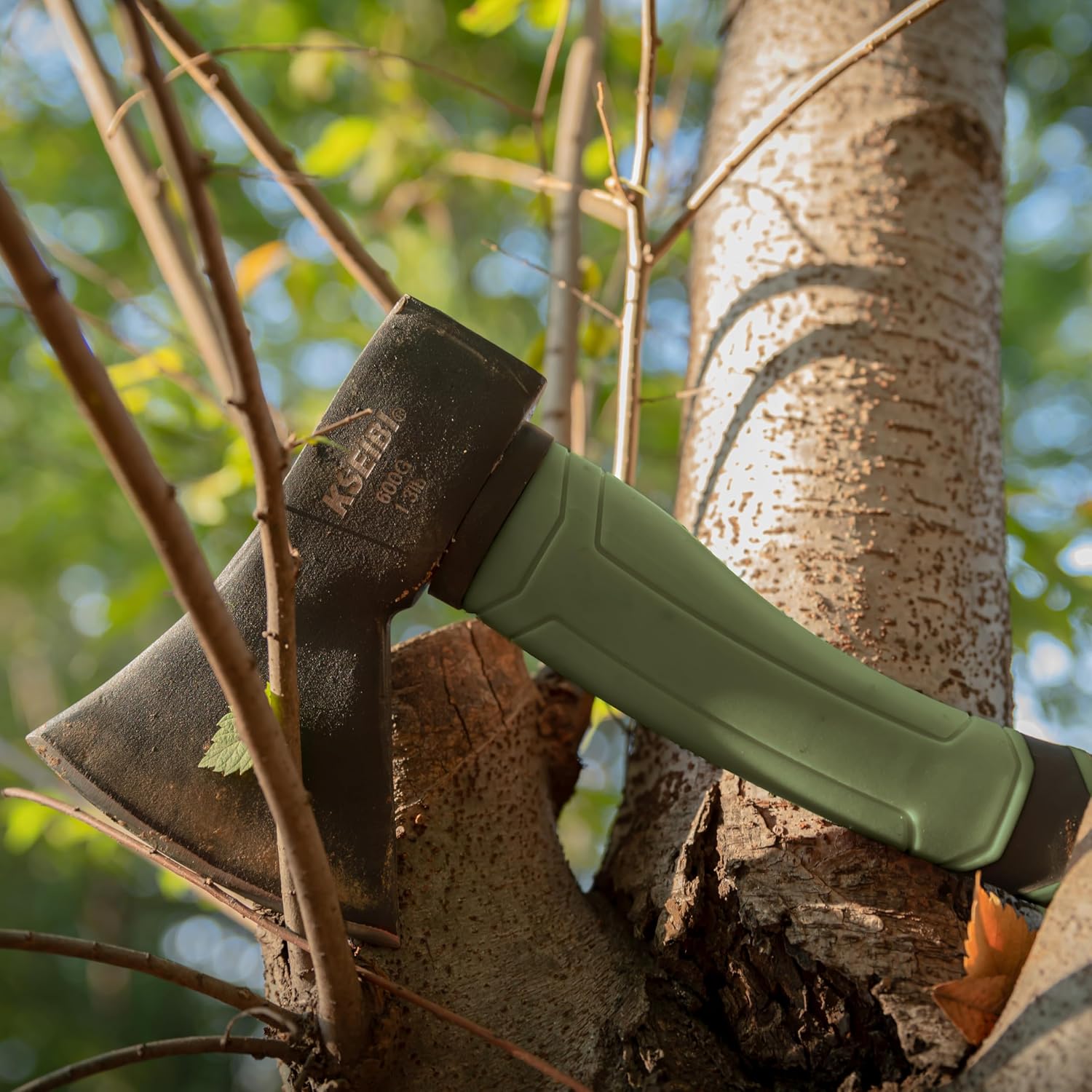 KSEIBI Wood Axe, Small Outdoor Camp Hatchet for Splitting and Kindling Wood