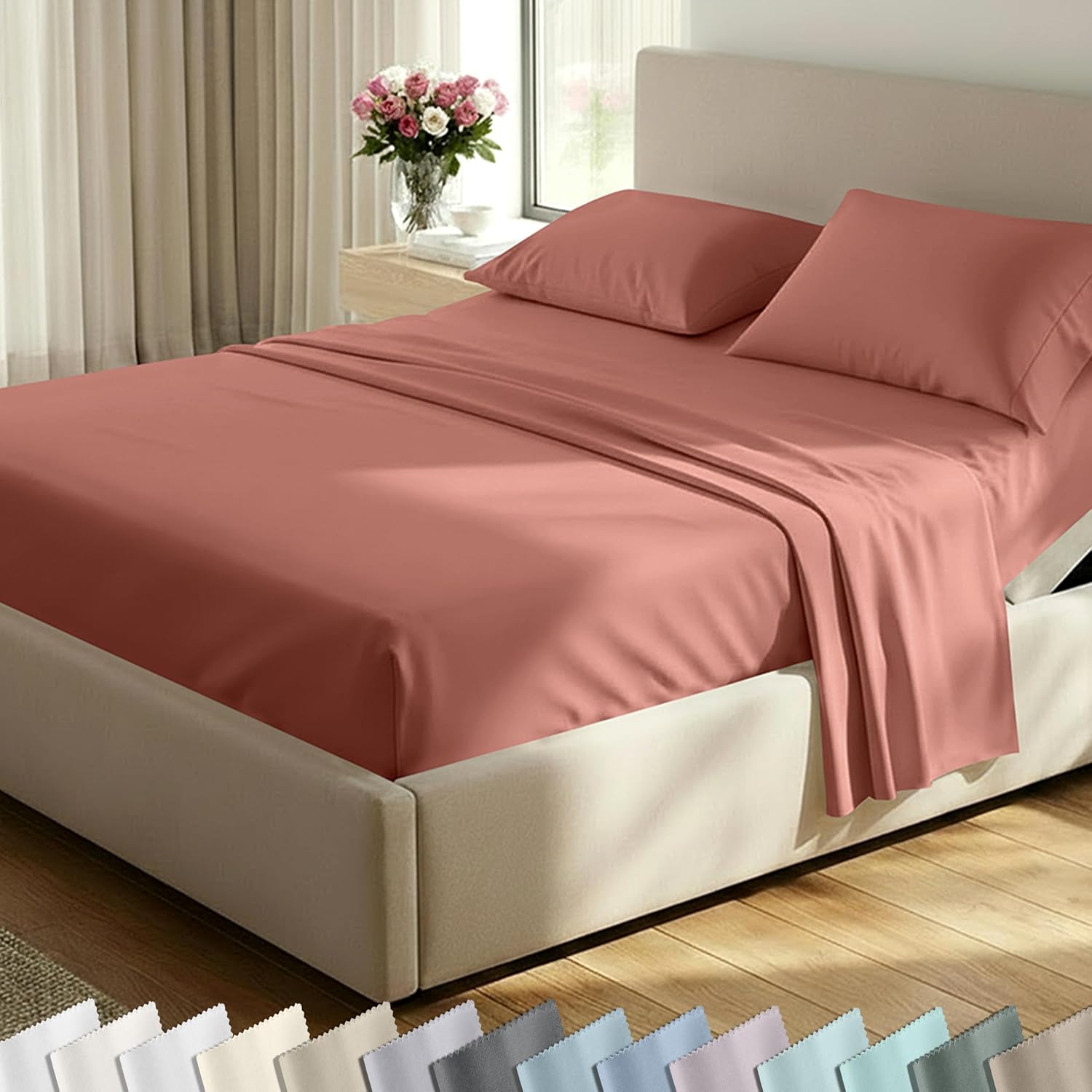 California Design Den Luxury 600 Thread Count Full Size Sheet Sets, Seafoam | 100% Cotton Sateen Backed by Good Housekeeping Seal, Soft & Smooth, 16" Deep Pocket, All-Around Elastic, Durable, Easy Care