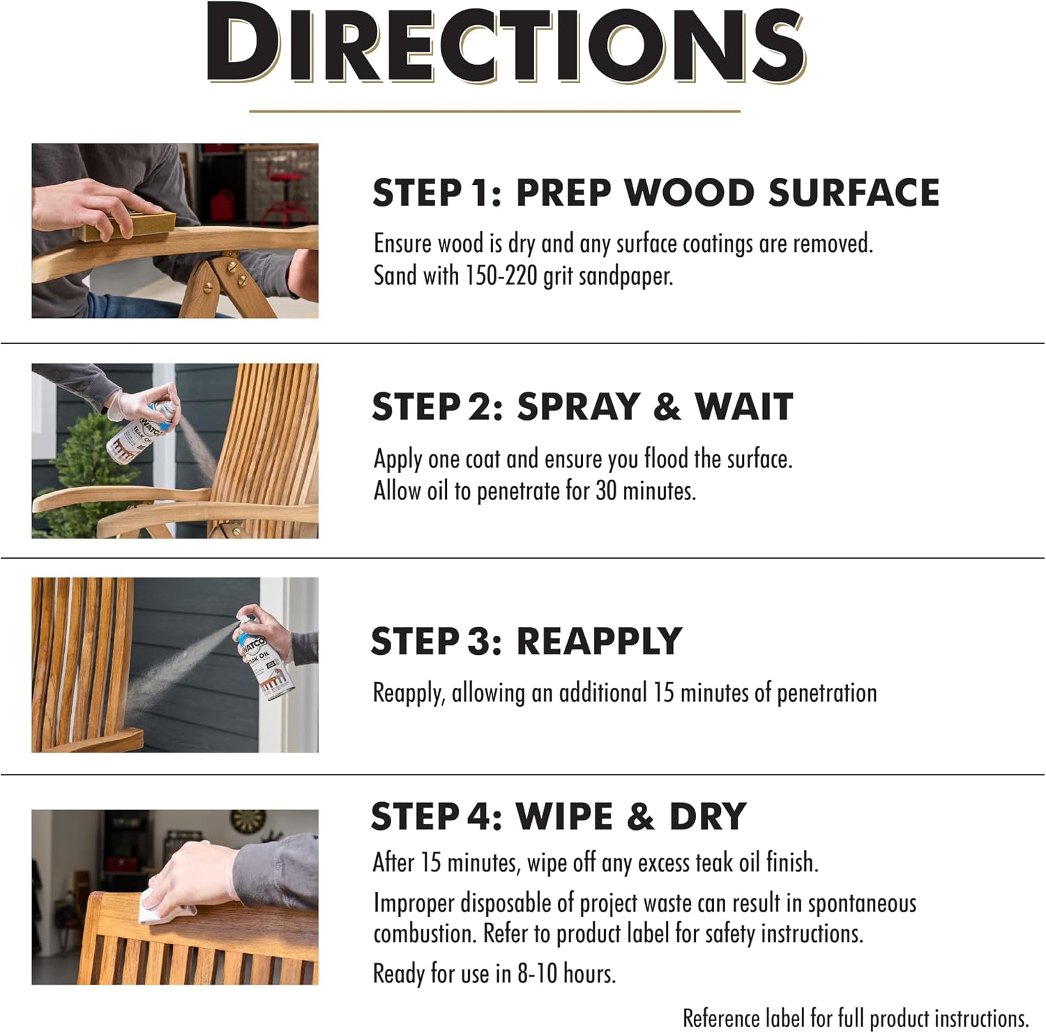 Watco Teak Oil Wood Finish, Quart, Clear