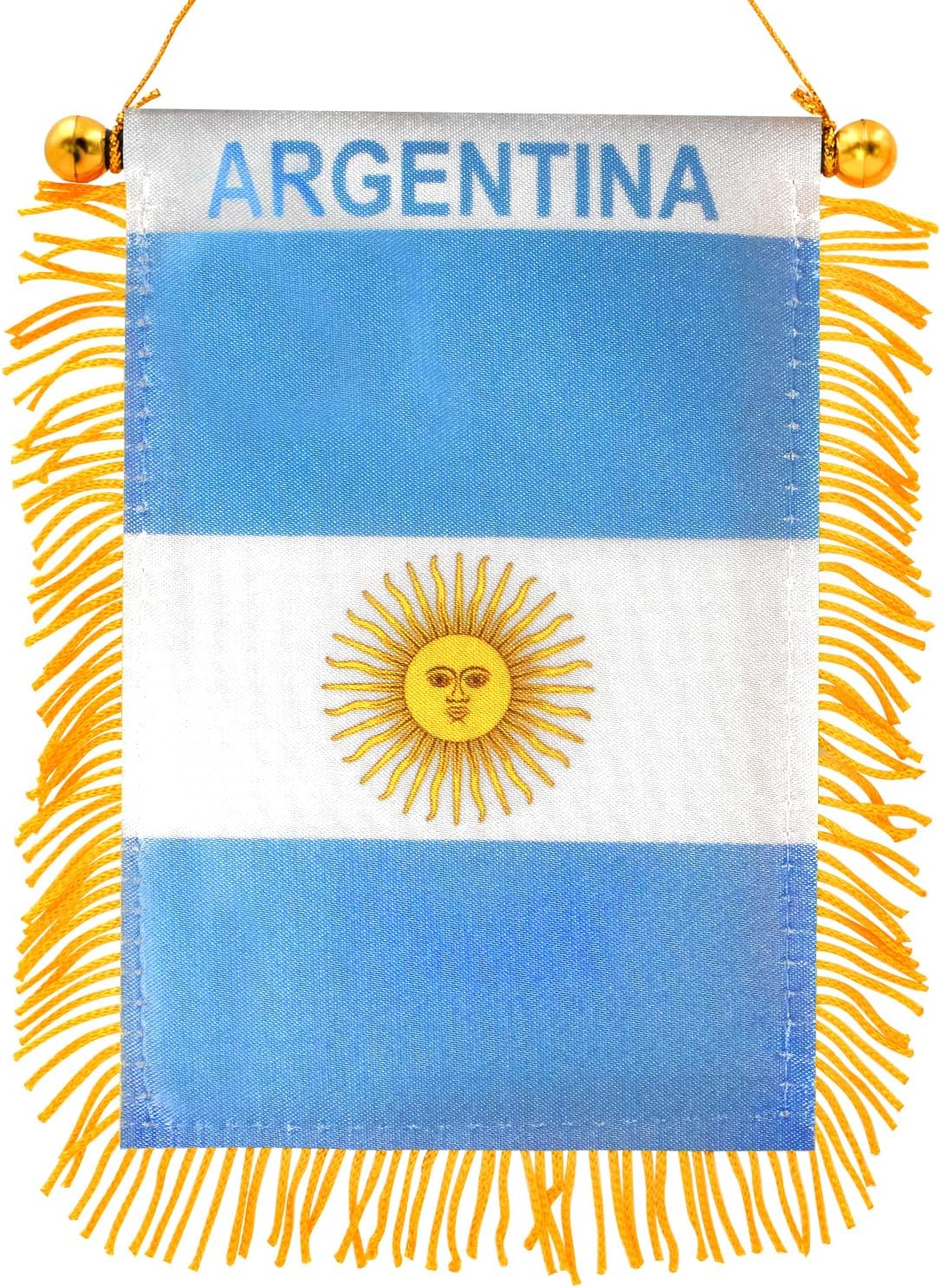Anley 4 X 6 Inch Nicaragua Fringy Window Hanging Flag - Mini Banner & Car Rearview Mirror Décor - Fringed Nicaraguan Hanging Flag with Suction Cup