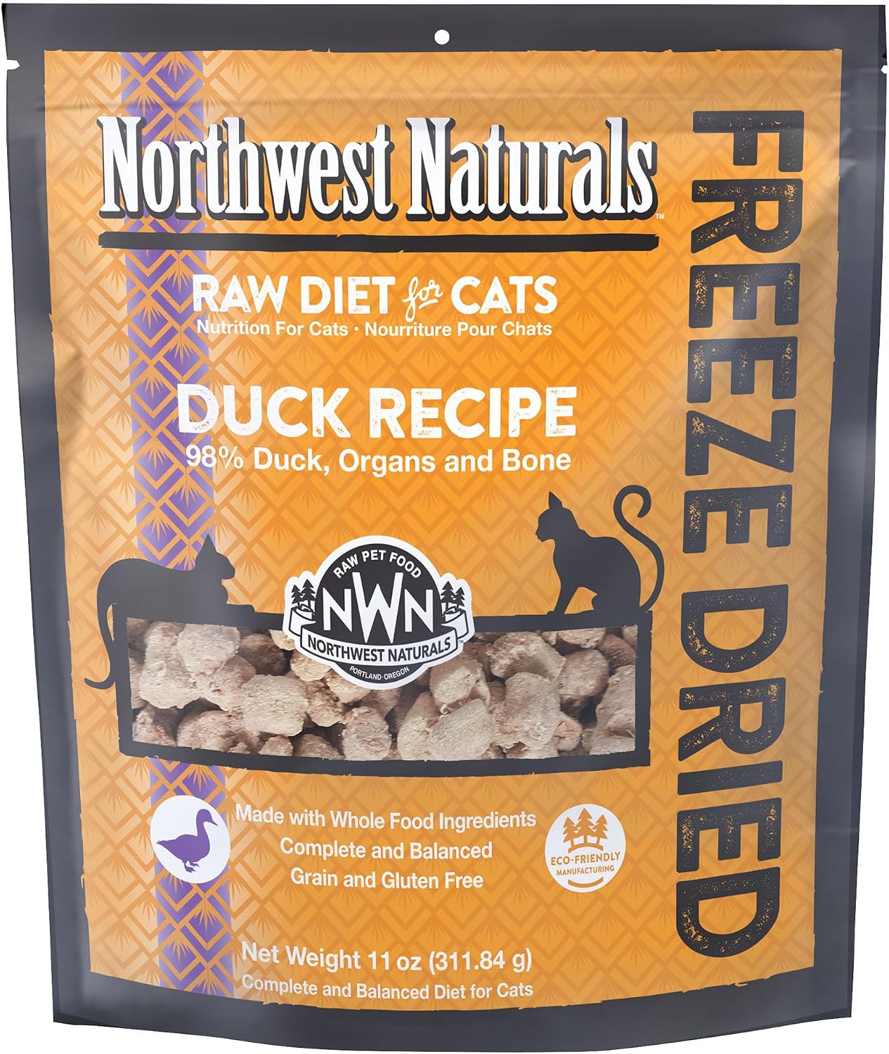 Northwest Naturals Freeze-Dried Turkey Cat & Kitten Food – Bite-Sized Nibbles – Healthy, Limited, Human-Grade Ingredients, All-Natural, High-Protein Raw Diet – Complete & Balanced, Made in USA, 11 oz