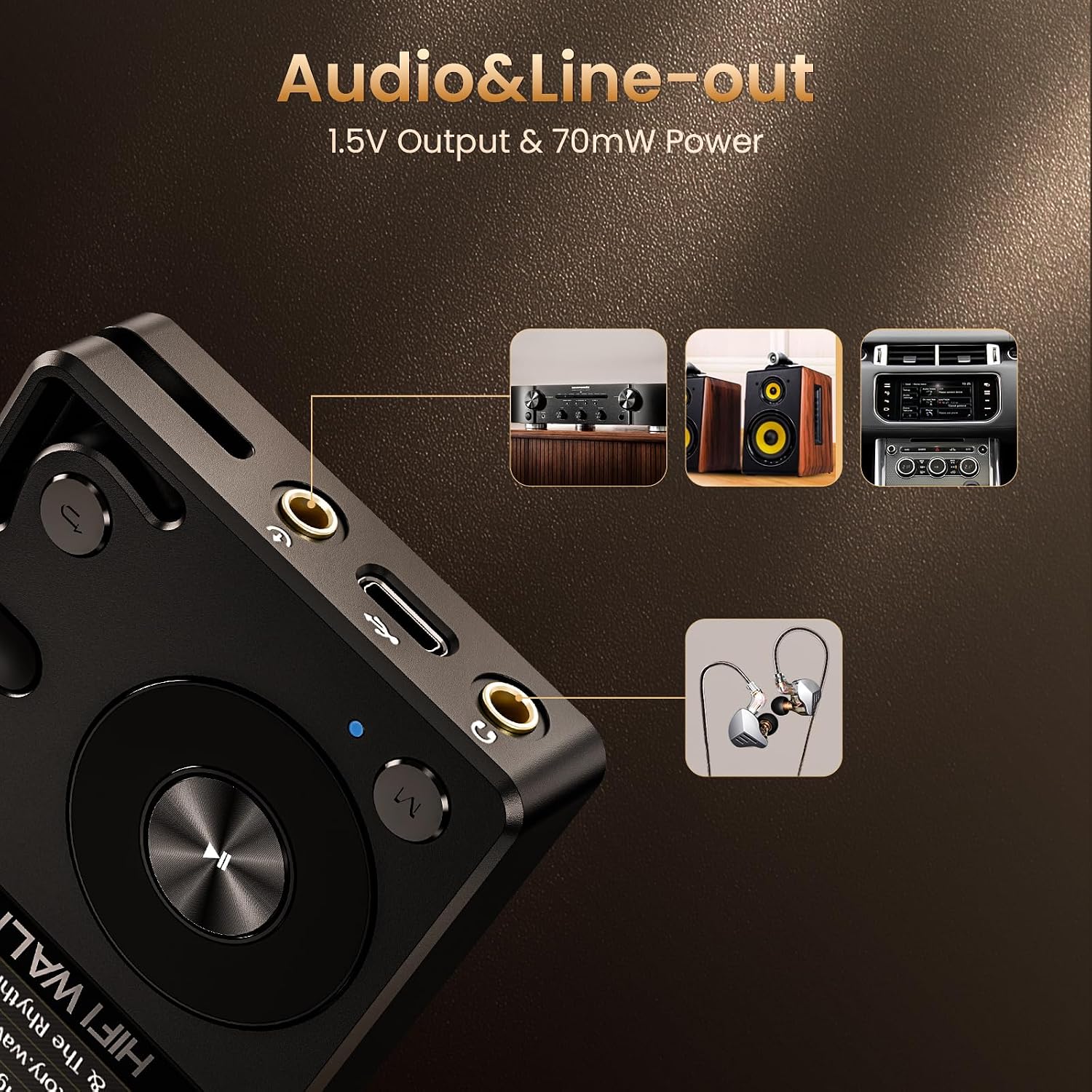 HIFI WALKER H2 Hi-Res Bluetooth MP3 Player with 64GB MicroSD Card, Portable Lossless Digital Audio Player with ESS DAC, DSD FLAC Support, USB DAC