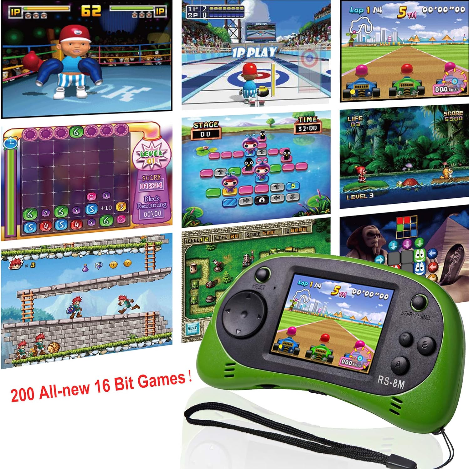 Kids Handheld Portable Video Game Player with 200 Games - 16 Bit 2.5 Inch Screen Mini Retro Electronic Machine for Boys Girls