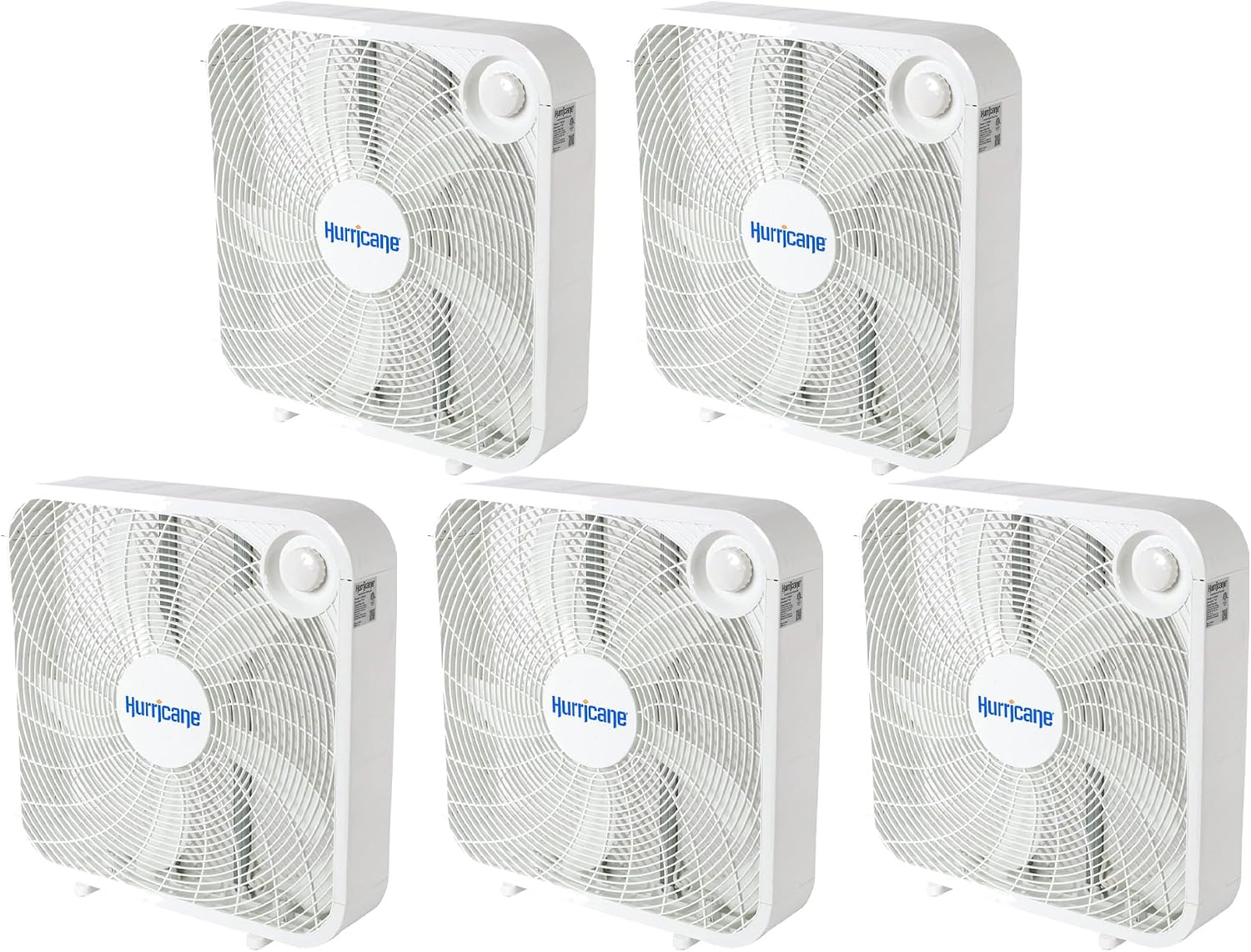 Hurricane Classic Floor Box Fan with 3 Speed Settings, White - 20in | Corded Portable Electric Air Cooling Unit w/ Powerful 2400 CFM Airflow for Home, Garage, Office, Bedroom & Basement