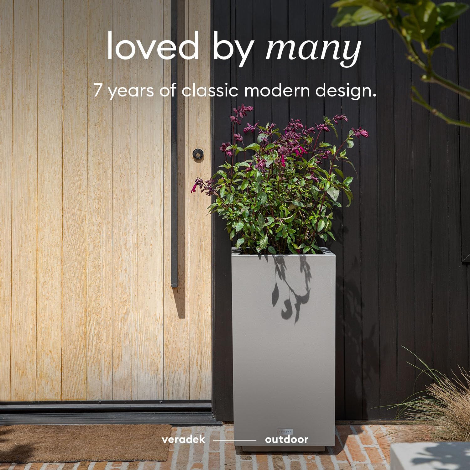 Veradek Block Series Pedestal Planter - Tall Rectangular Outdoor Planter | Made From Durable Plastic Featuring a Removable Insert Bucket. Modern Porch/Patio Décor for Plants and Flowers