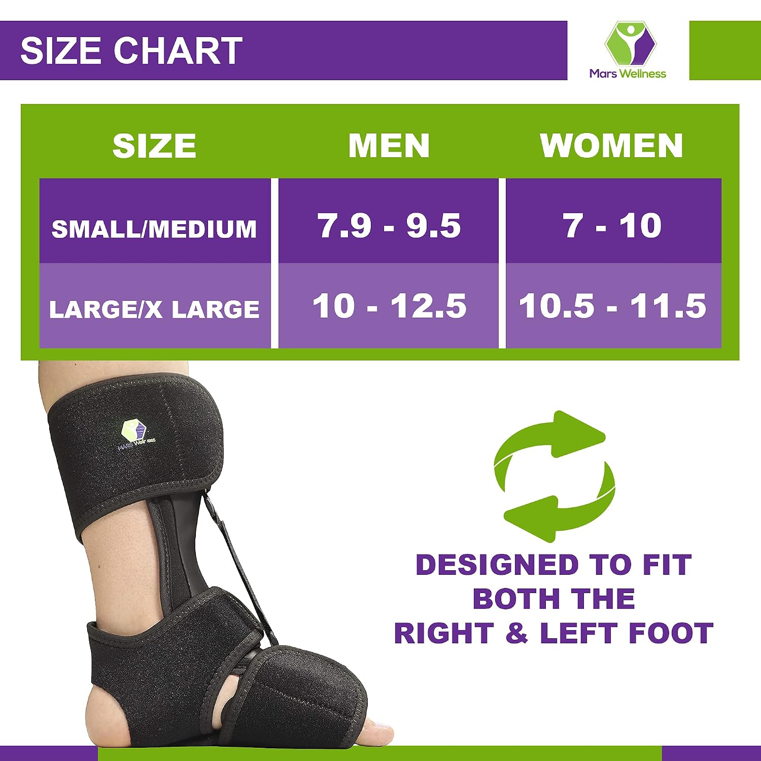 Comfort Dorsal Night Splint - For Plantar Fasciitis, Achilles Tendinitis | Pain Relief from Drop Foot, Heel Spurs - Small/Medium