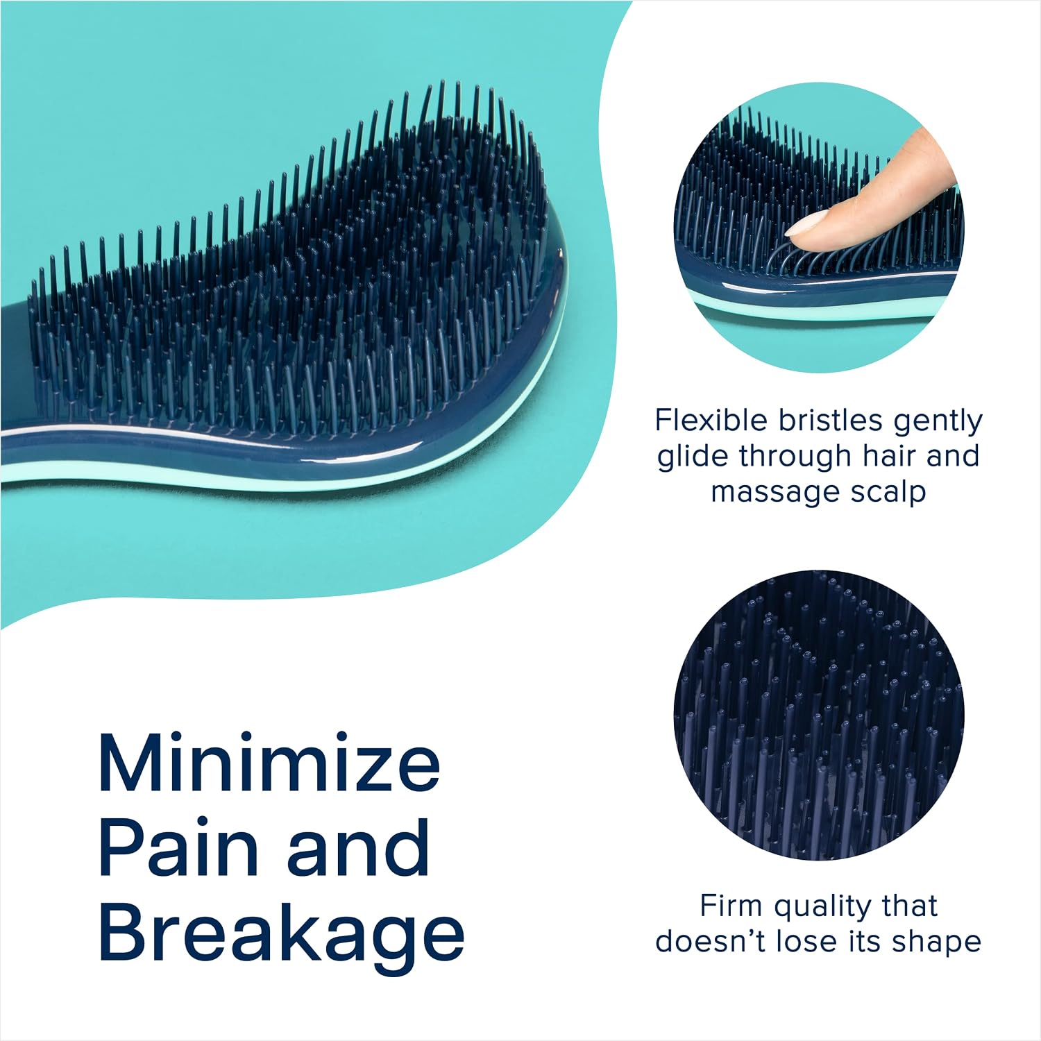 Crave Naturals Glide Thru Hair Brush - Detangler Brush for Curly, Straight, Wet or Dry Hair - Gentle Detangling Brushes for Adults, Kids, Toddlers - Hair Accessories for Women, 7.5x3" - Pink