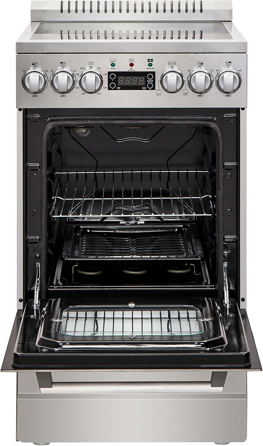 Avanti Electric Range Oven ELITE Series Compact Design, 2-Cu.Ft. Capacity with 4 Coil Burners, Framed Glass Oven Door
