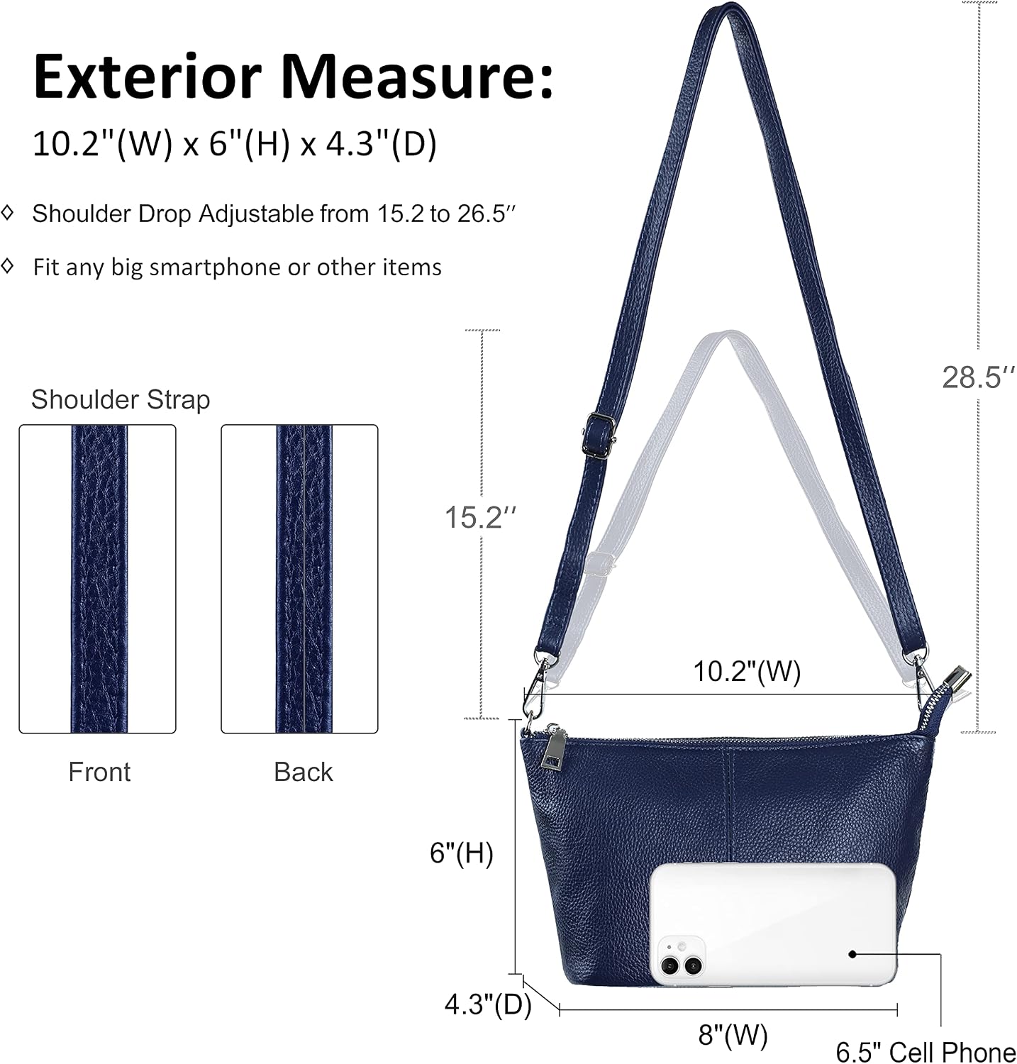 befen Genuine Leather Small Crossbody Bags for Women Wristlet Wallet Purses | Real Leather, RFID Blocking Card Slots, Wristlet Strap, Clutch Purse, Fit iPhone 17 Pro Max, Leather Handbags