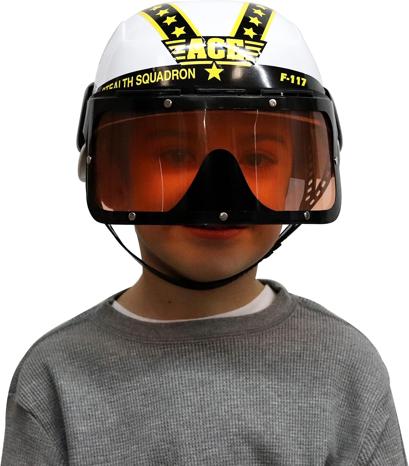 Aeromax Jr. Armed Forces Pilot Helmet with Tinted, Movable Visor White, Fits Ages 3-12