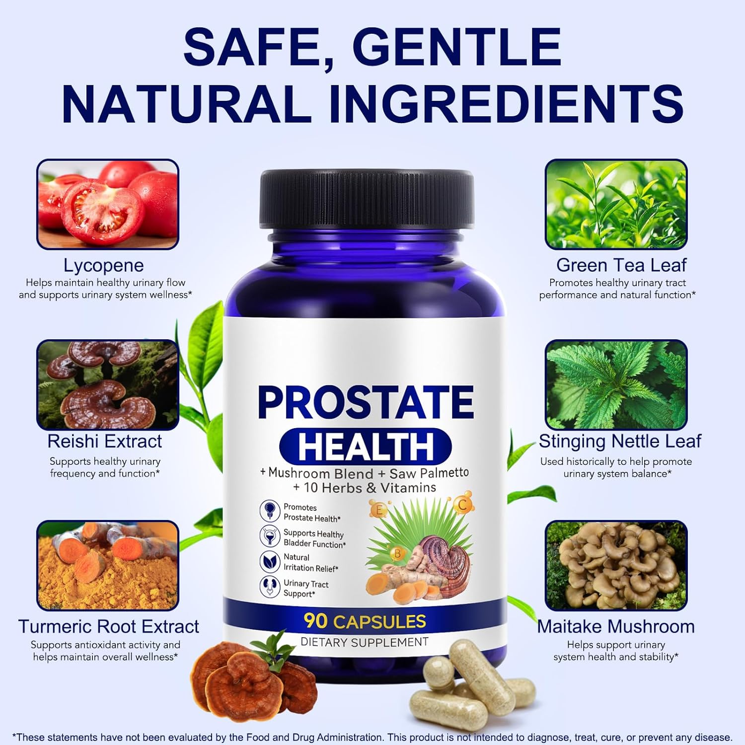 Prostate Health Supplements for Men - Promote Sleep, Urinary Tract Health Support, Saw Palmetto with Reishi & Nettle, Ashwagandha