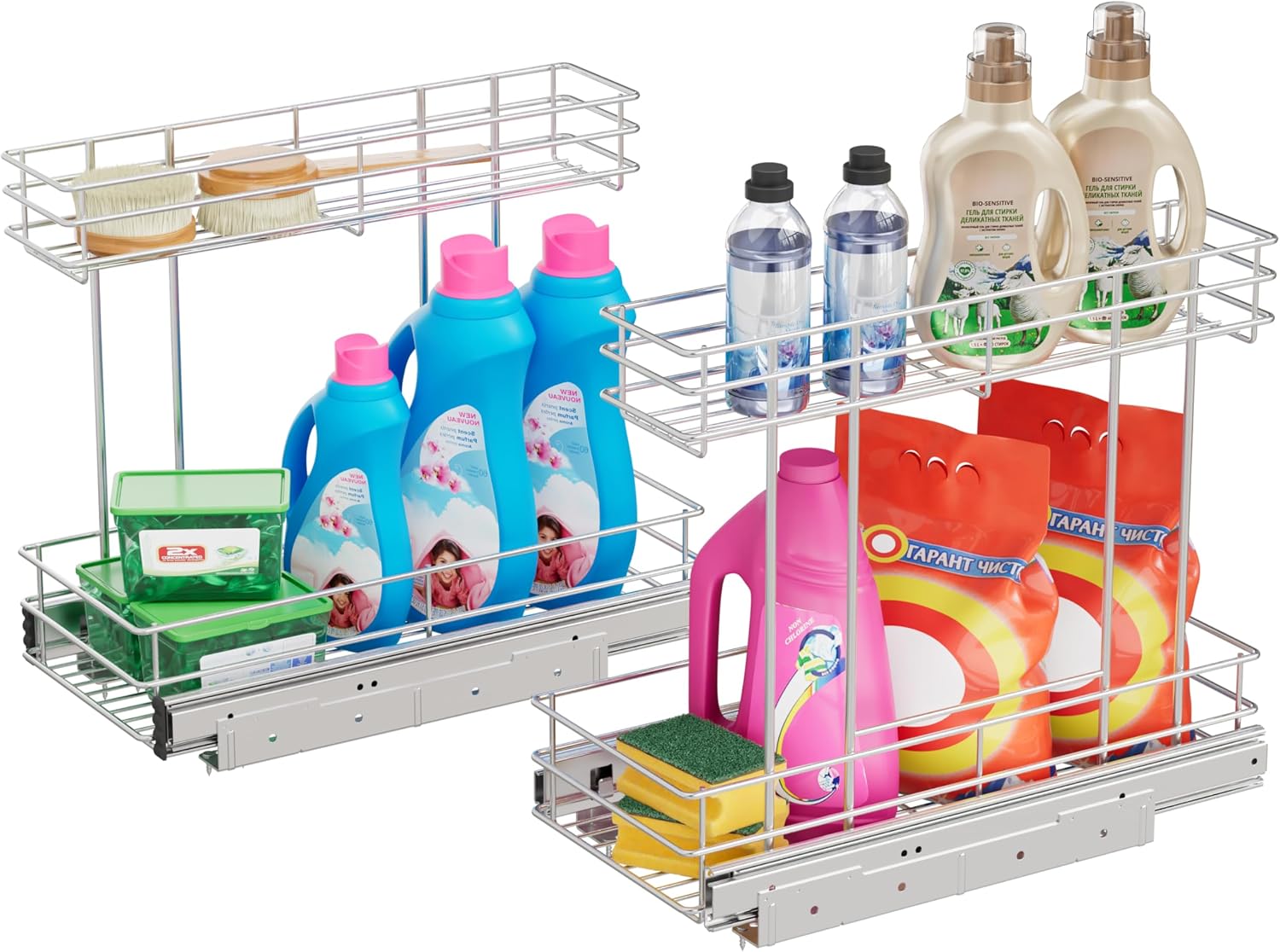 Under Sink Organizer 9" W X19 D, Pull Out Cabinet Organizer 2 Tier