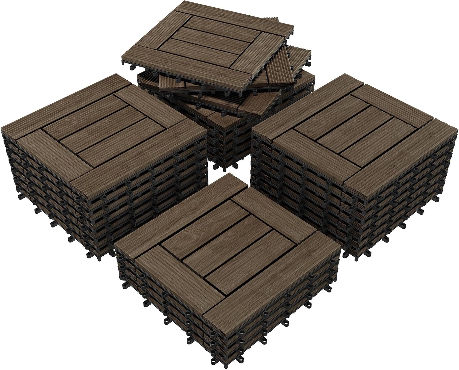 Yaheetech 27PCS Patio Floor Tiles Outdoor Interlocking Deck 12 x 12in,Wood