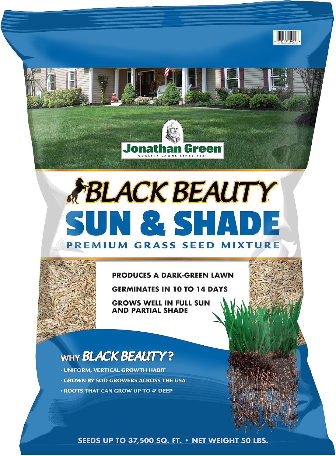 Jonathan Green (12005) Black Beauty Sun & Shade Grass Seed - Cool Season Lawn Seed (7 lb)