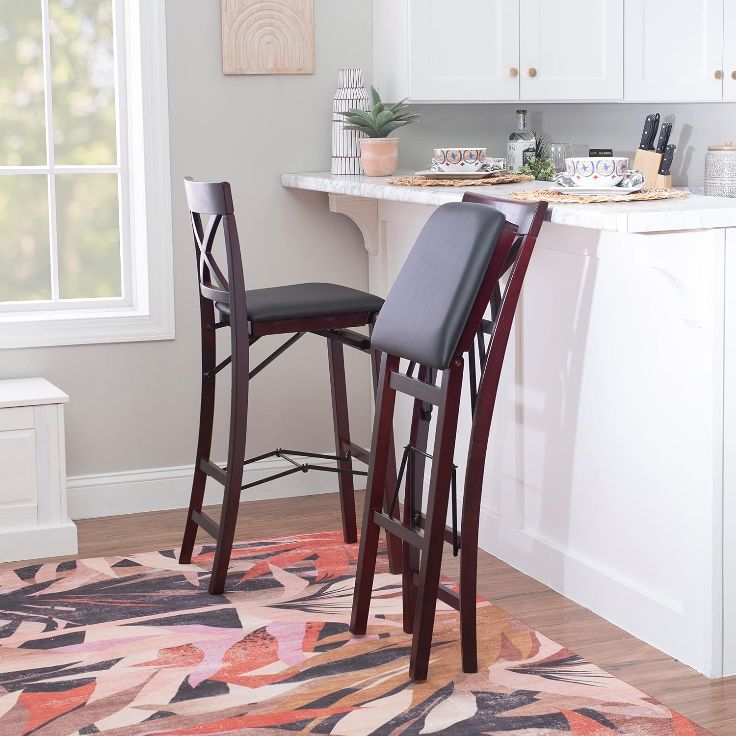 Linon Triena X Back Folding Counter Stool, Brown