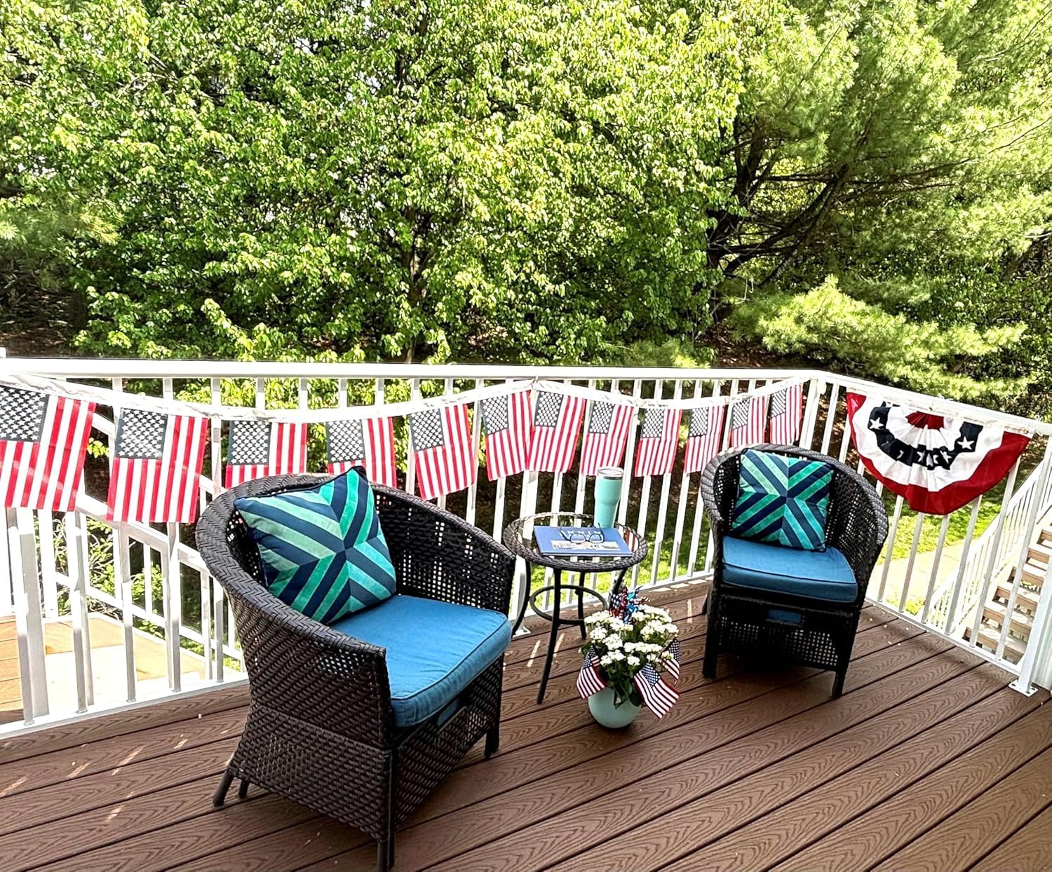 Annin Flagmakers (41320) PolyCotton American Flag Garland | 12 Flags - 12 Feet Long, Made in USA
