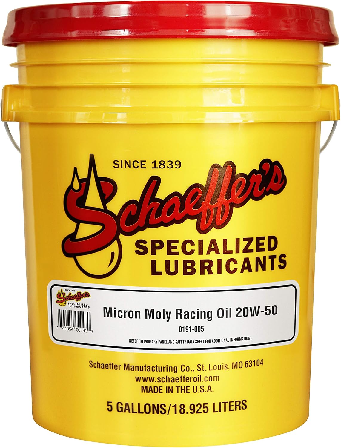 Schaeffer Manufacturing Co. 0191-012S Micron Moly Racing Engine Oil 20W-50, 1-Quart Bottle